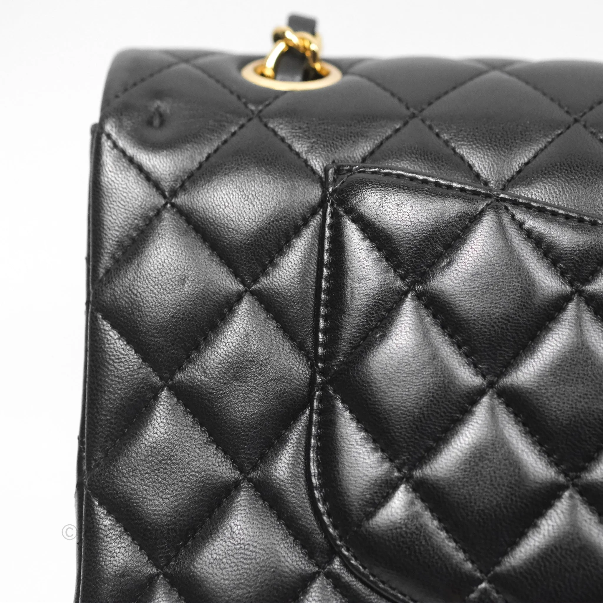 Chanel Classic M/L Medium Flap Quilted Black Lambskin Gold Hardware
