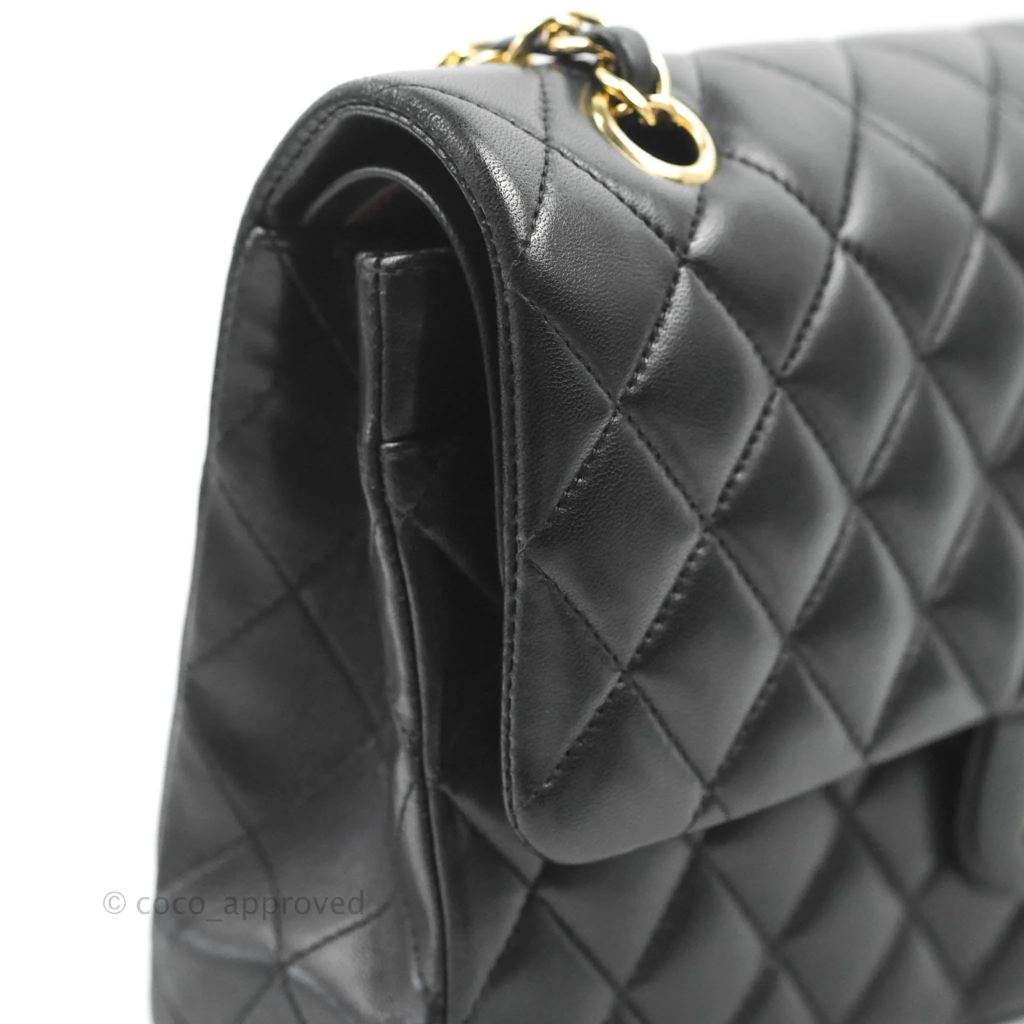 Chanel Classic M/L Medium Flap Quilted Black Lambskin Gold Hardware