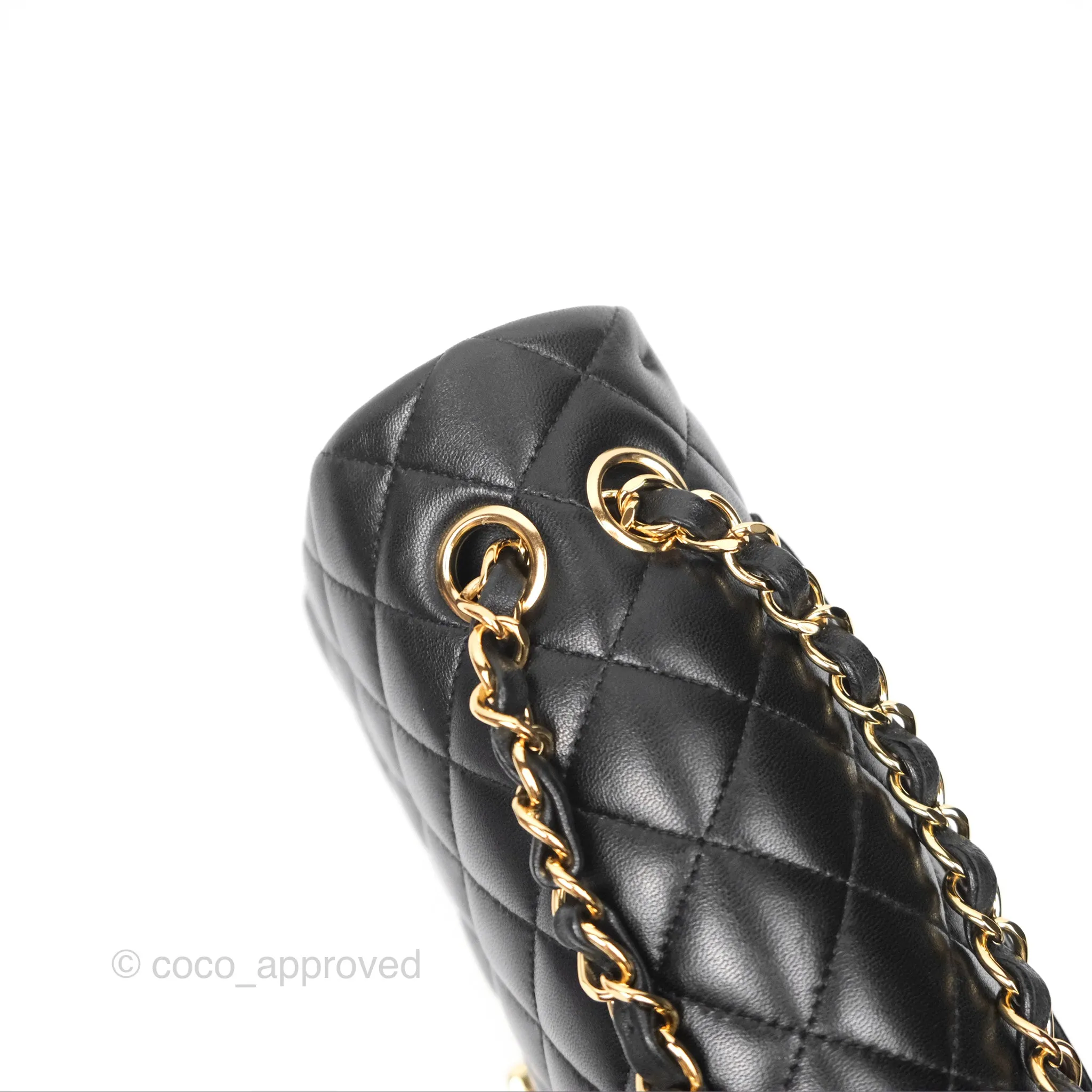 Chanel Classic M/L Medium Flap Quilted Black Lambskin Gold Hardware