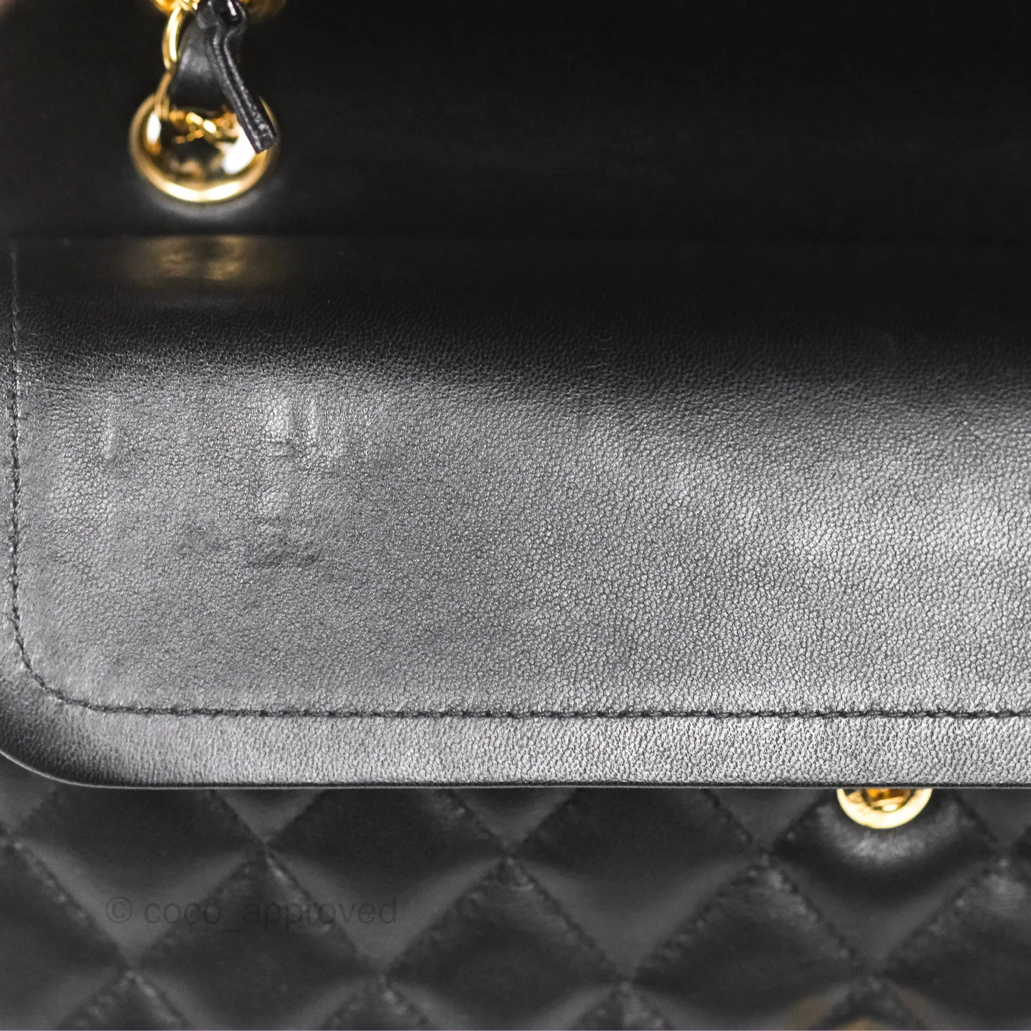 Chanel Classic M/L Medium Flap Quilted Black Lambskin Gold Hardware