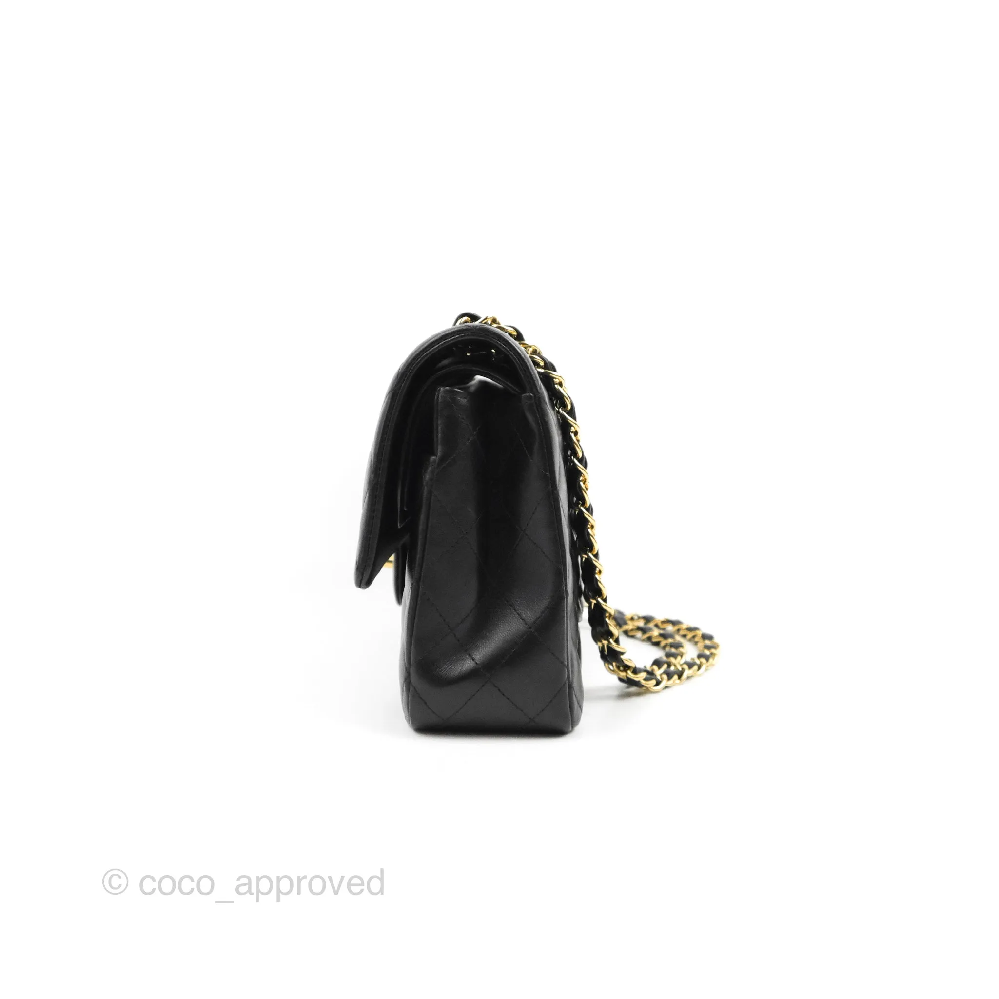 Chanel Classic M/L Medium Flap Quilted Black Lambskin Gold Hardware