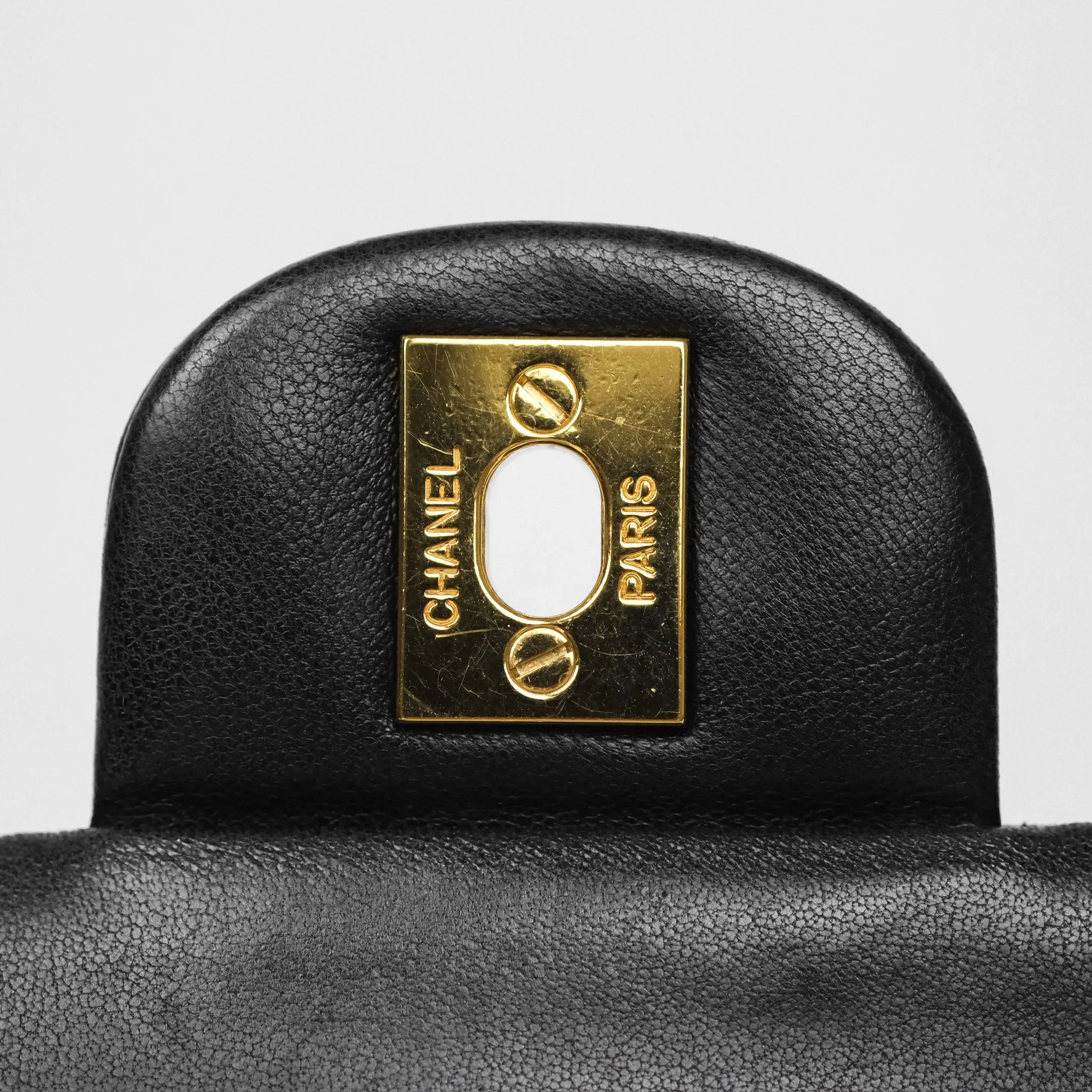 Chanel Classic M/L Medium Flap Quilted Black Lambskin Gold Hardware