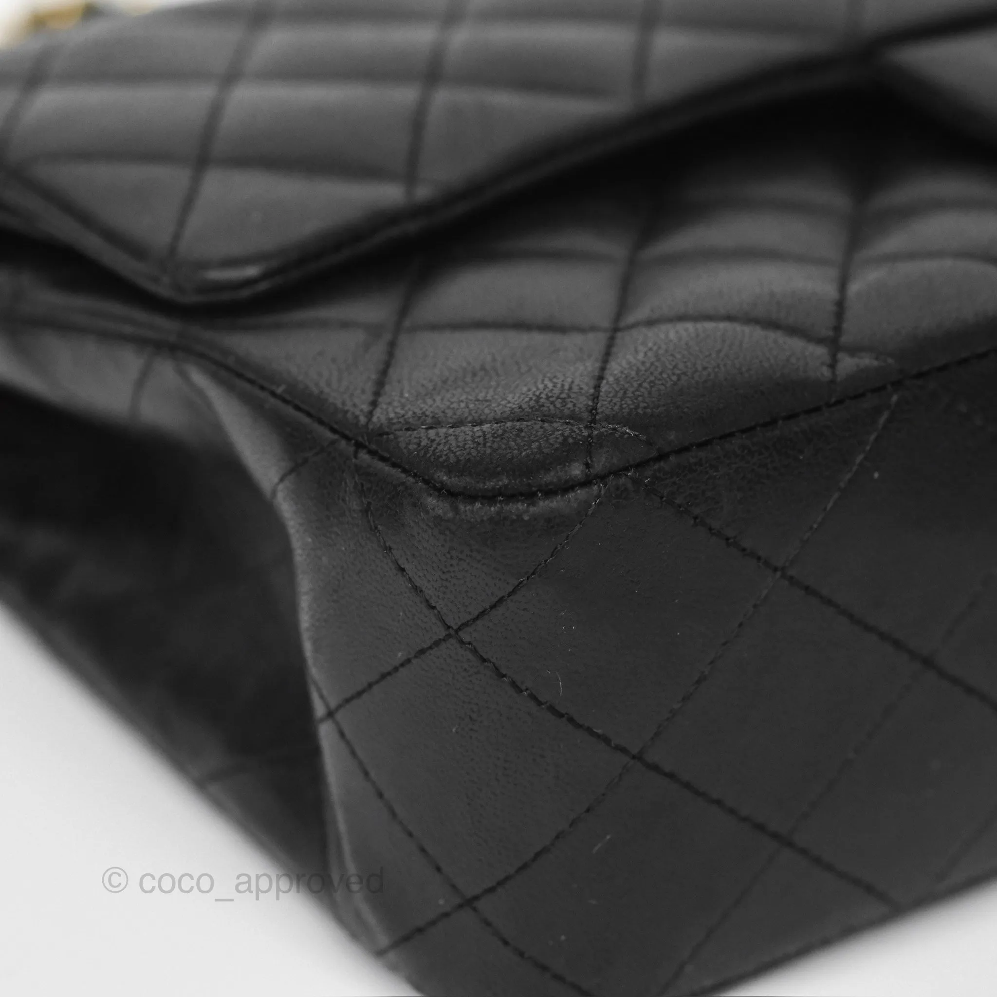Chanel Classic M/L Medium Flap Quilted Black Lambskin Gold Hardware