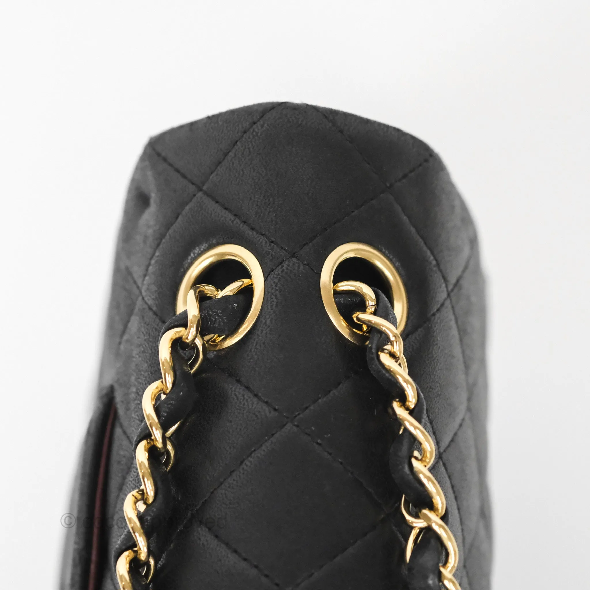 Chanel Classic M/L Medium Flap Quilted Black Lambskin Gold Hardware