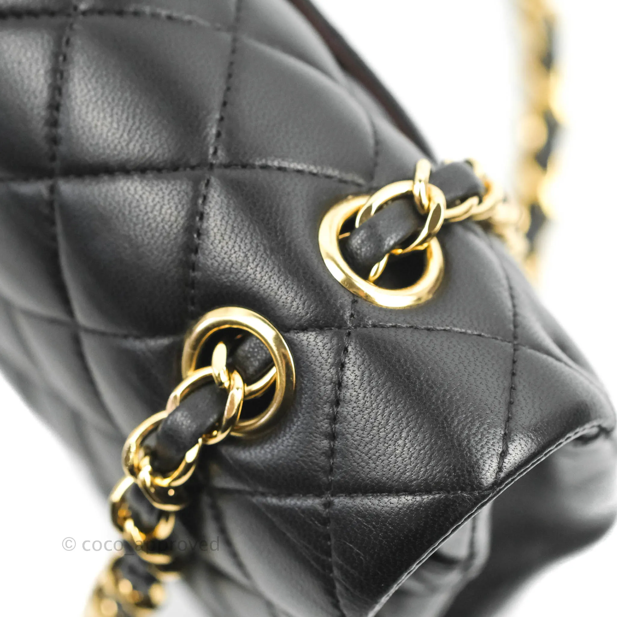 Chanel Classic M/L Medium Flap Quilted Black Lambskin Gold Hardware