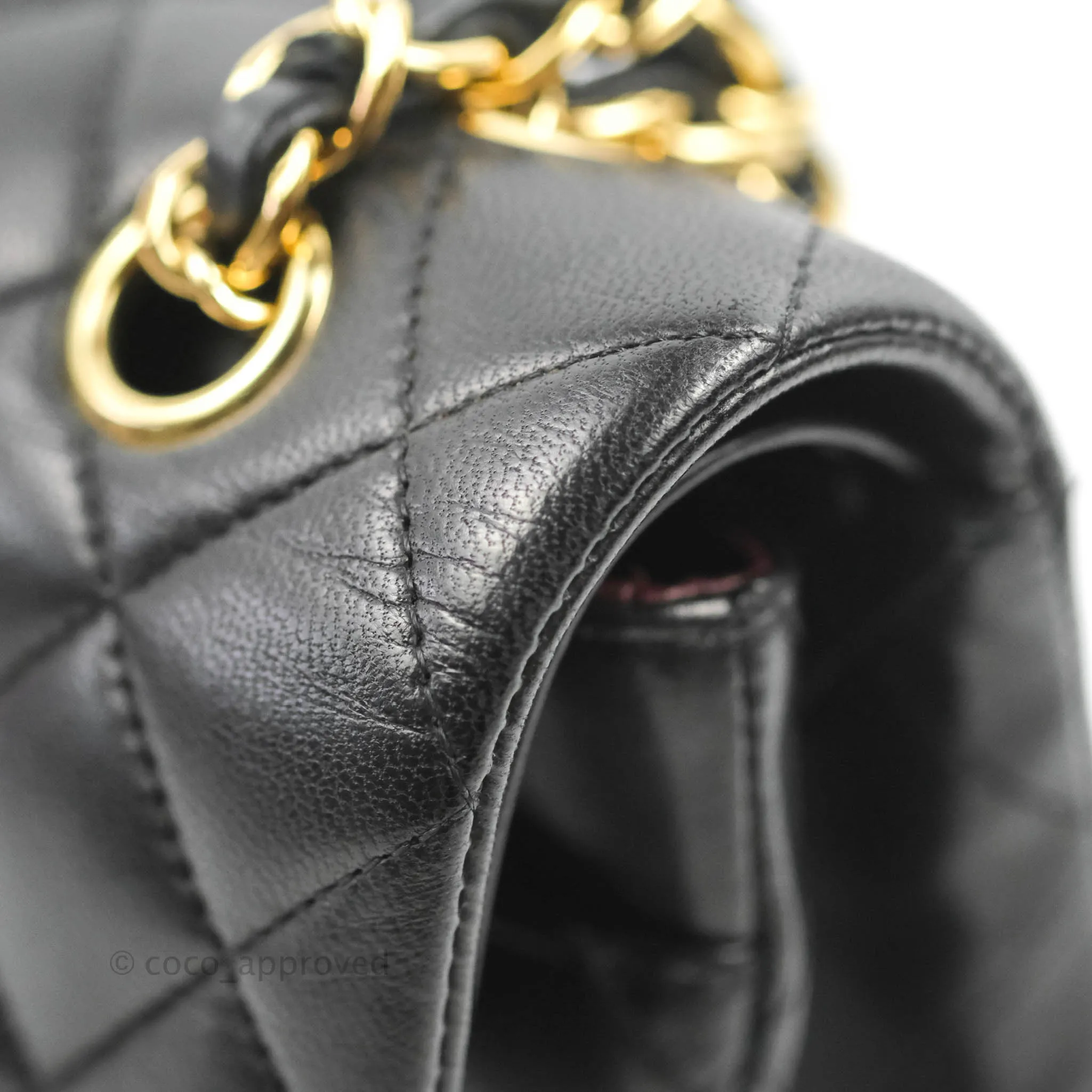 Chanel Classic M/L Medium Flap Quilted Black Lambskin Gold Hardware