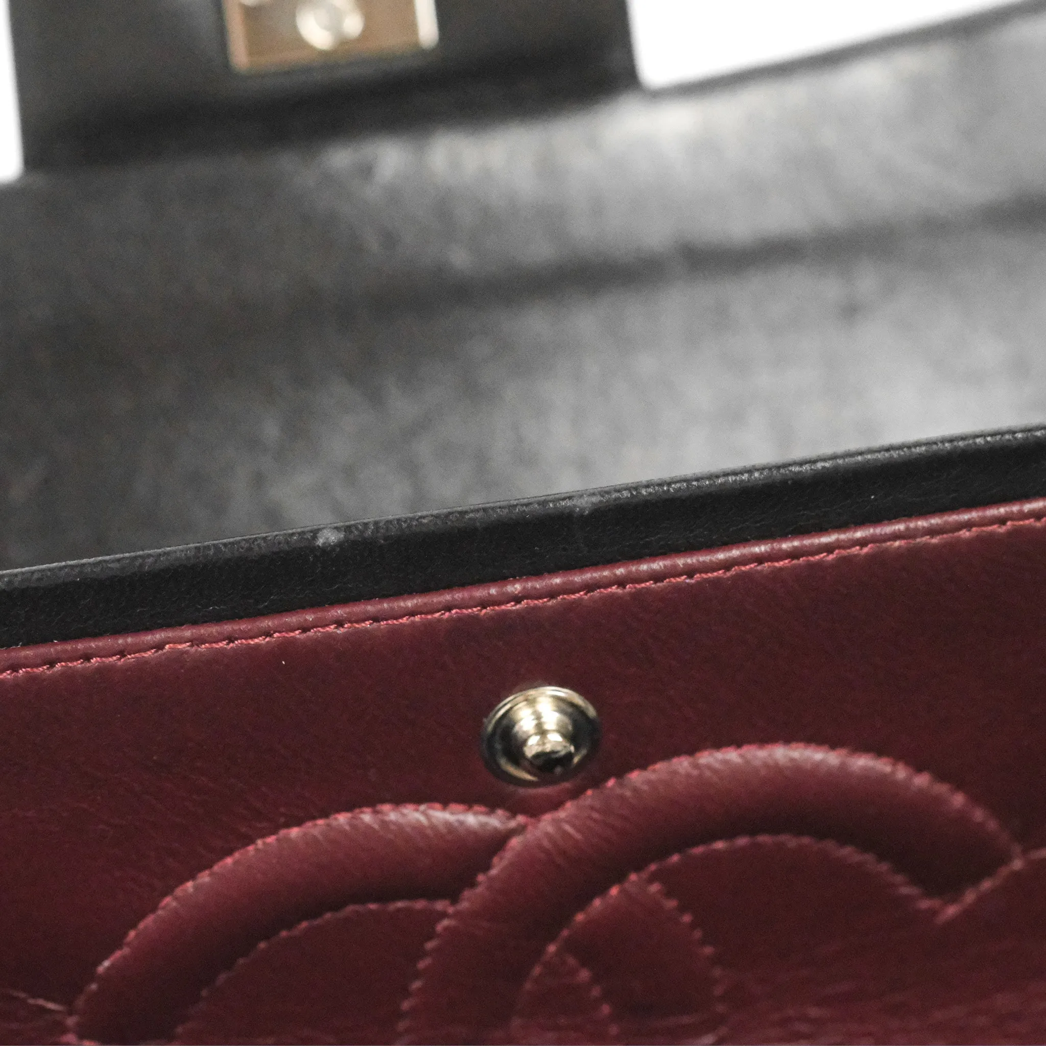Chanel Classic M/L Medium Flap Quilted Black Lambskin Silver Hardware