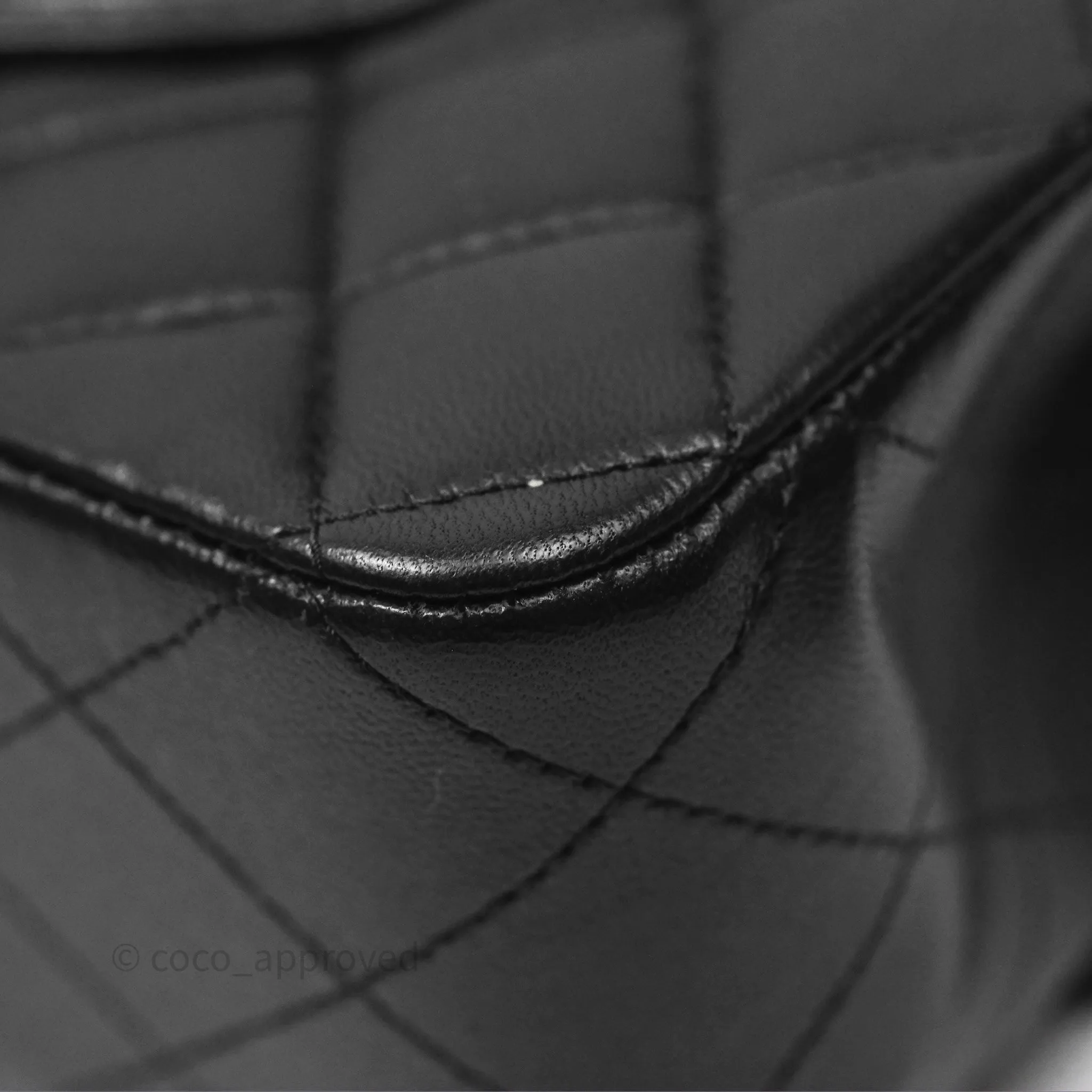 Chanel Classic M/L Medium Flap Quilted Black Lambskin Silver Hardware