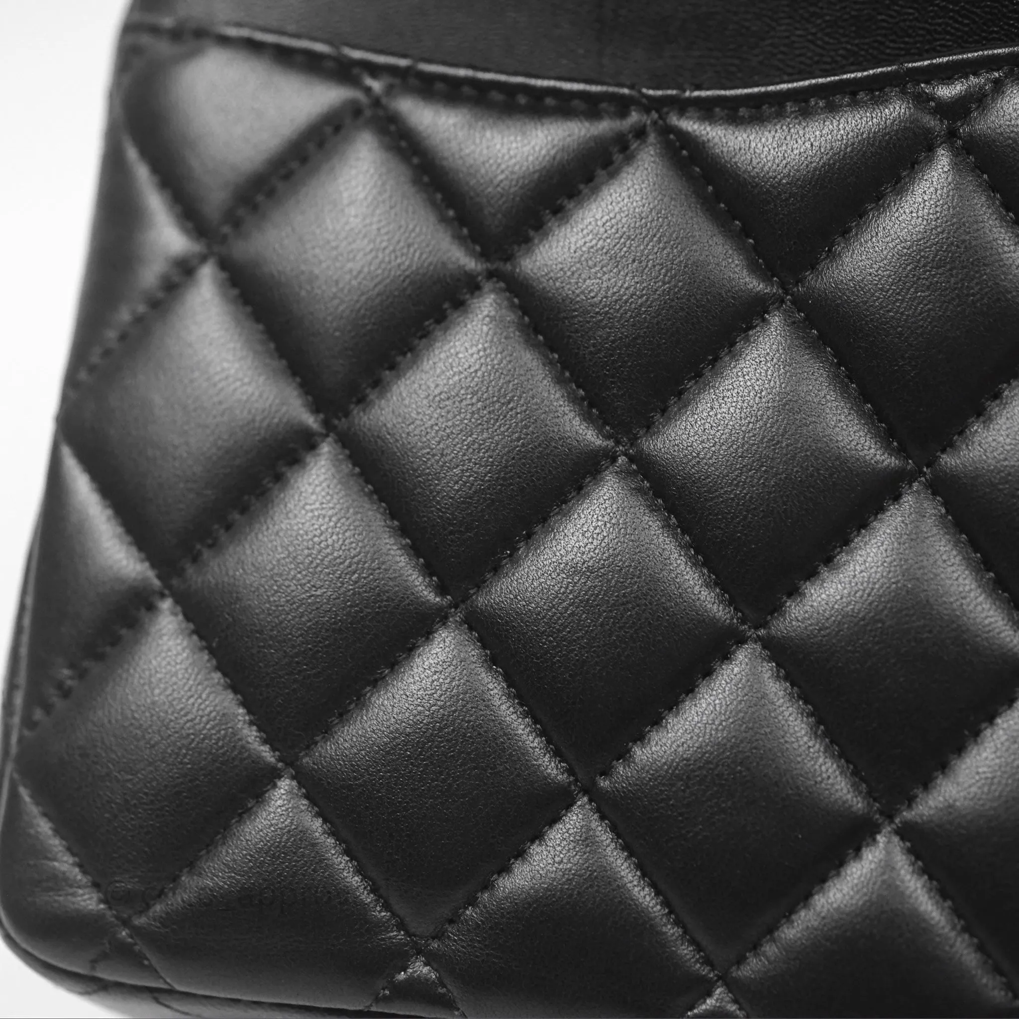 Chanel Classic M/L Medium Flap Quilted Black Lambskin Silver Hardware