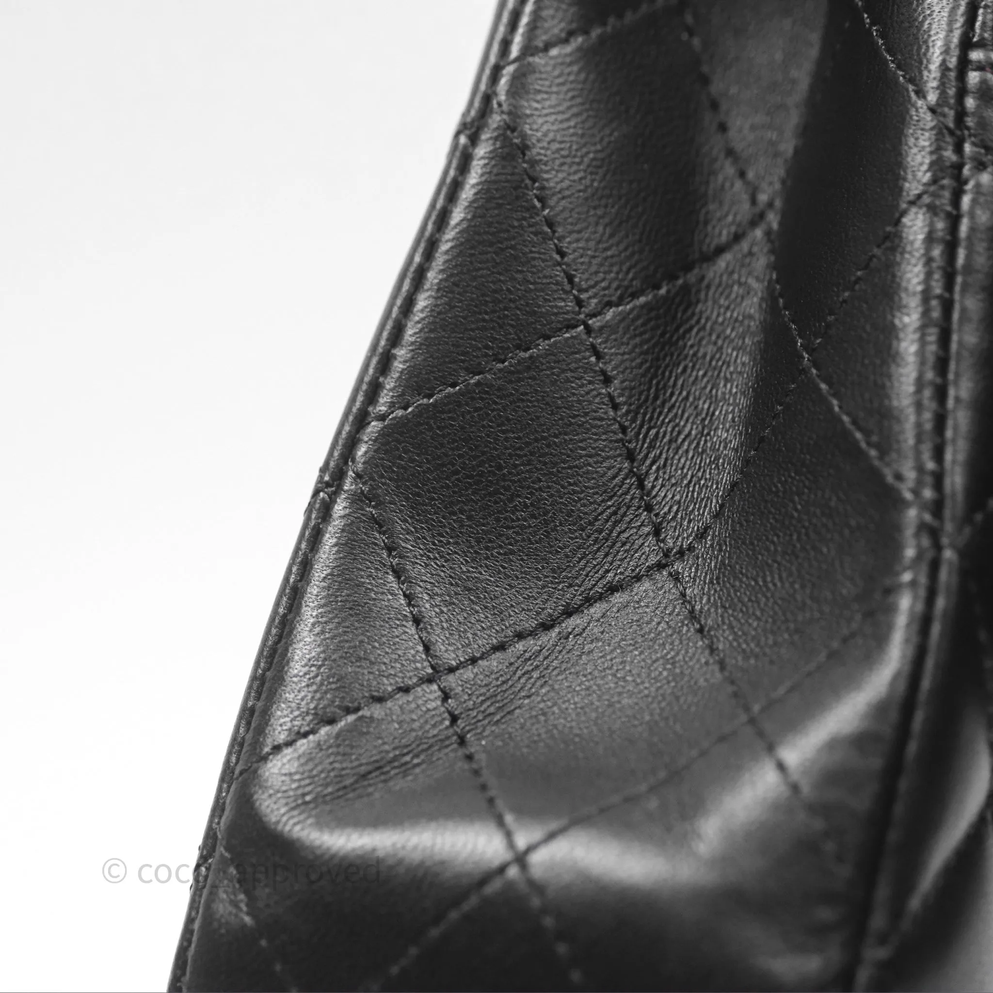 Chanel Classic M/L Medium Flap Quilted Black Lambskin Silver Hardware