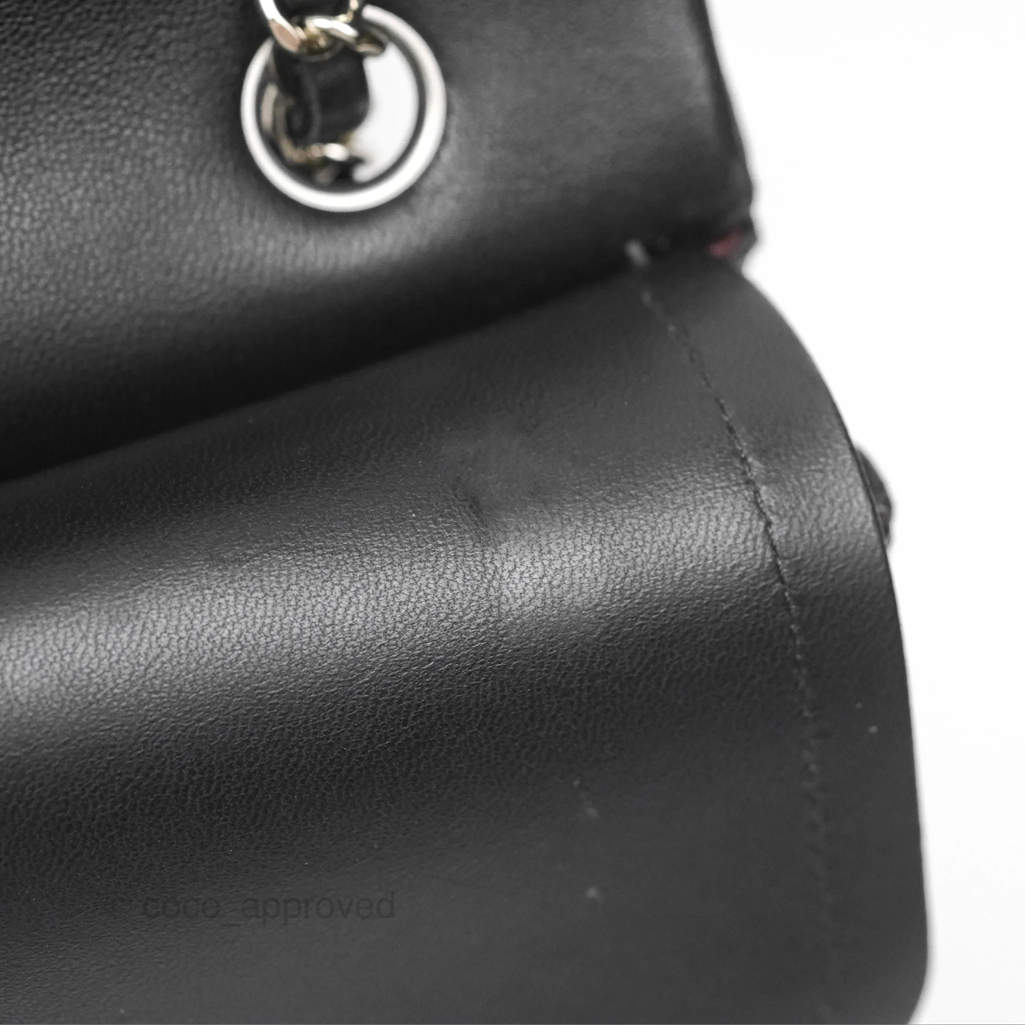 Chanel Classic M/L Medium Flap Quilted Black Lambskin Silver Hardware