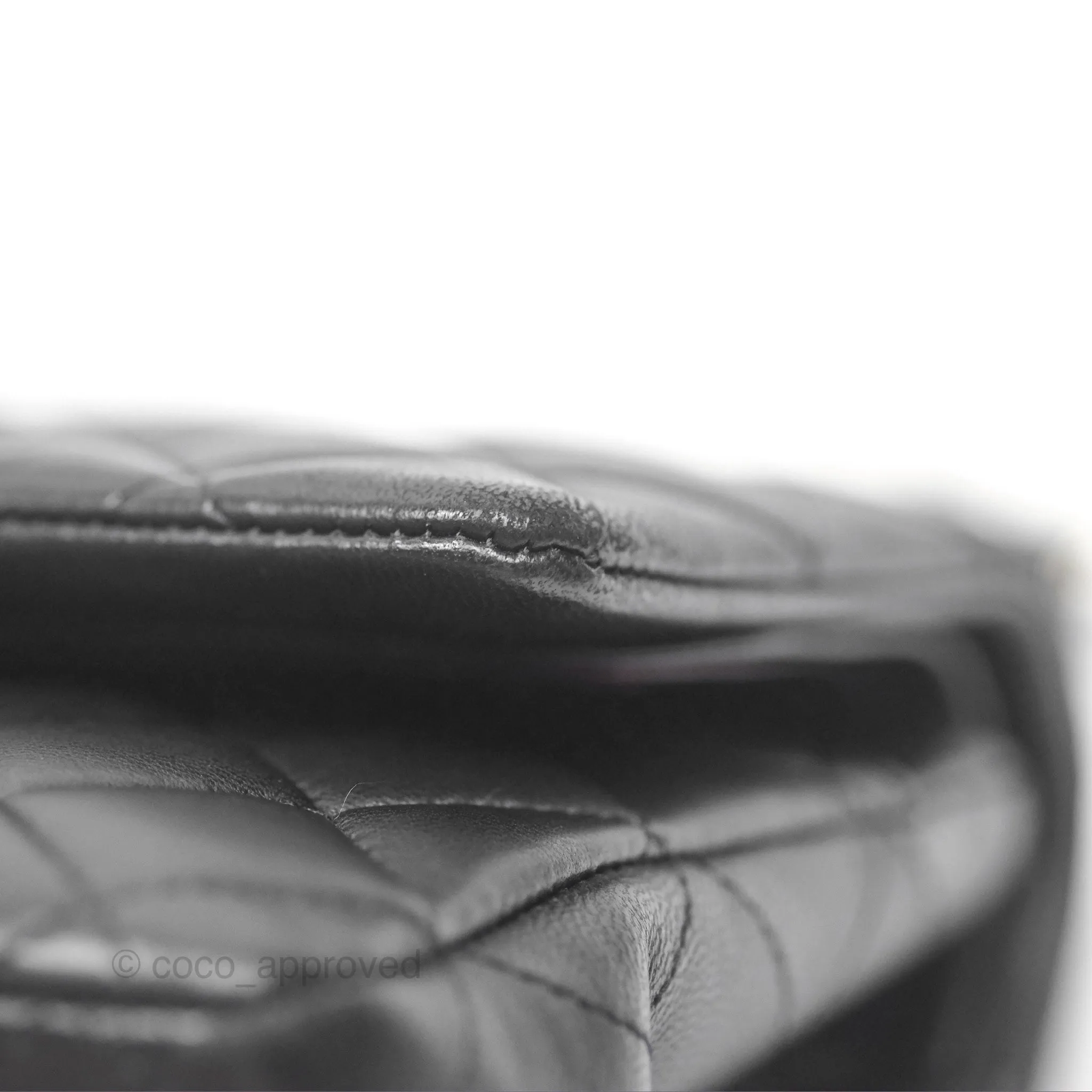 Chanel Classic M/L Medium Flap Quilted Black Lambskin Silver Hardware