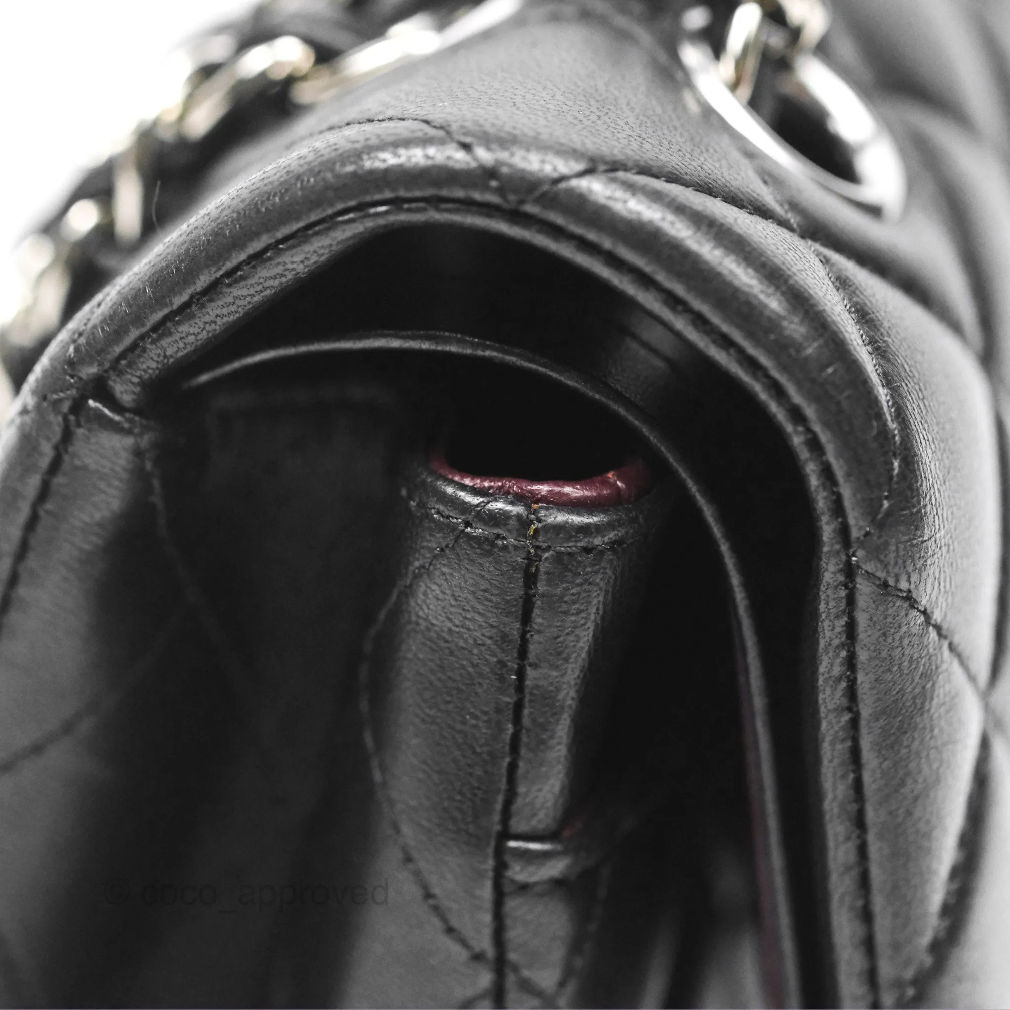 Chanel Classic M/L Medium Flap Quilted Black Lambskin Silver Hardware
