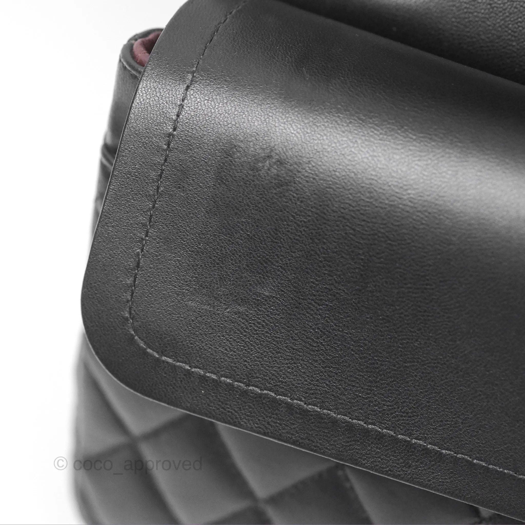 Chanel Classic M/L Medium Flap Quilted Black Lambskin Silver Hardware