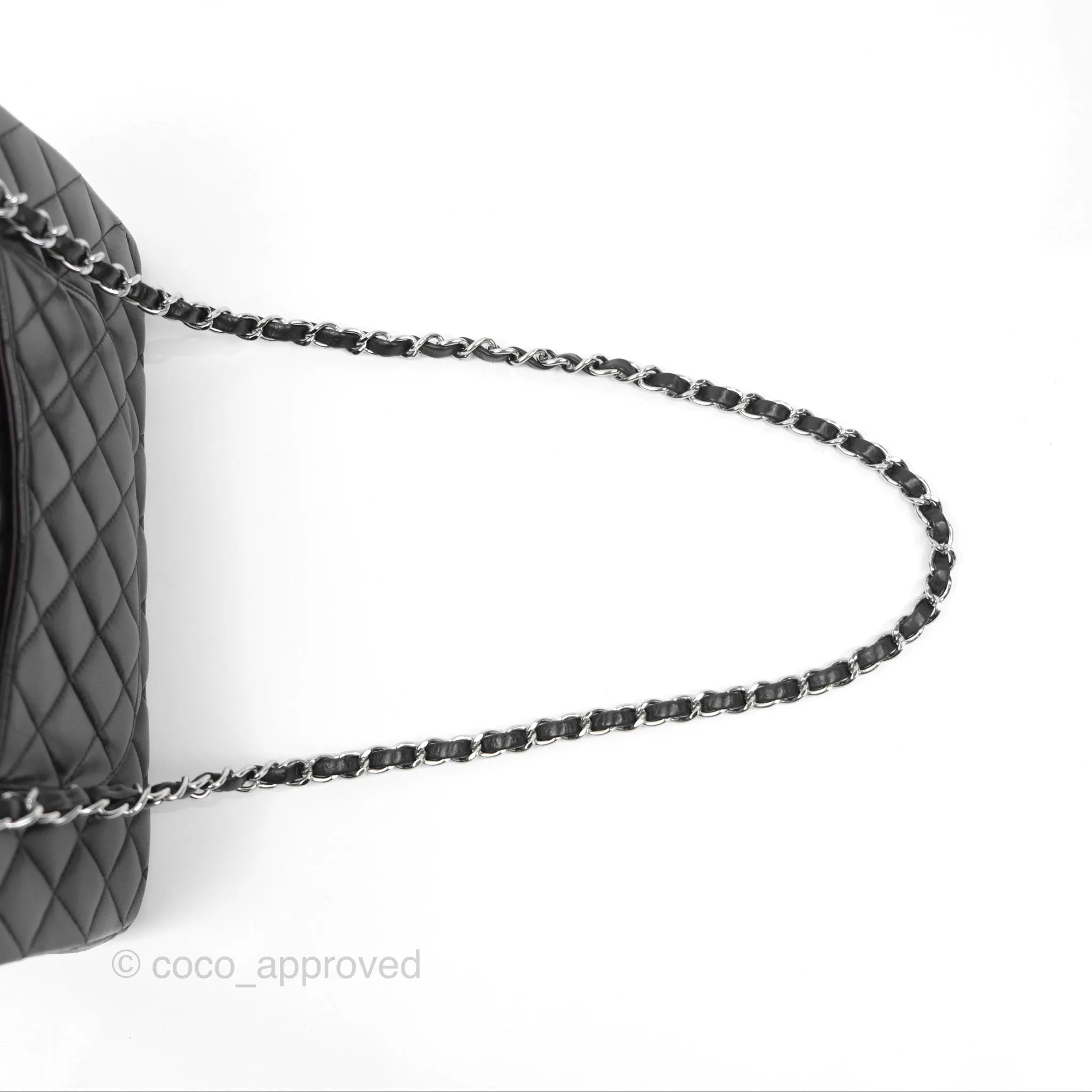 Chanel Classic M/L Medium Flap Quilted Black Lambskin Silver Hardware