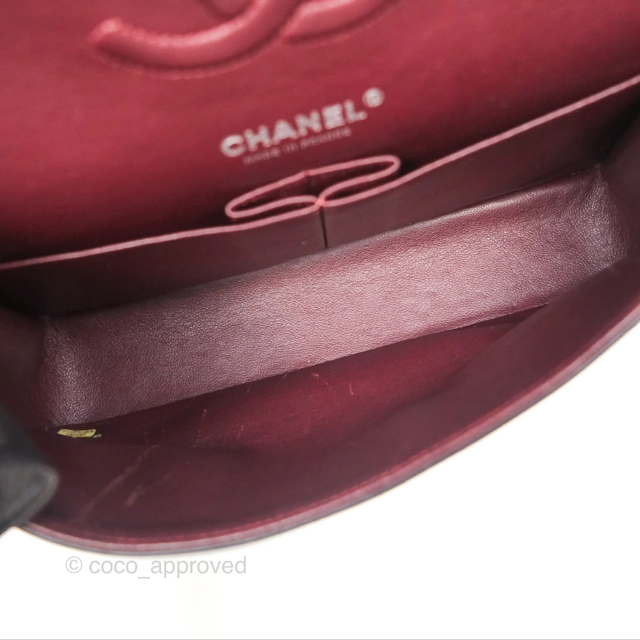 Chanel Classic M/L Medium Flap Quilted Black Lambskin Silver Hardware