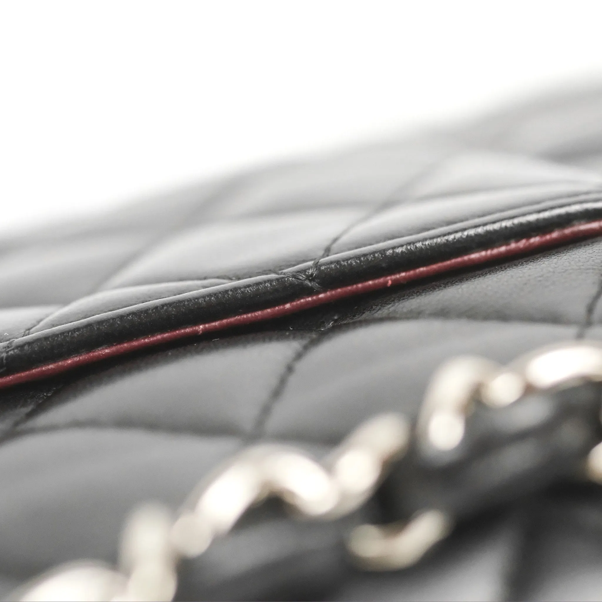 Chanel Classic M/L Medium Flap Quilted Black Lambskin Silver Hardware