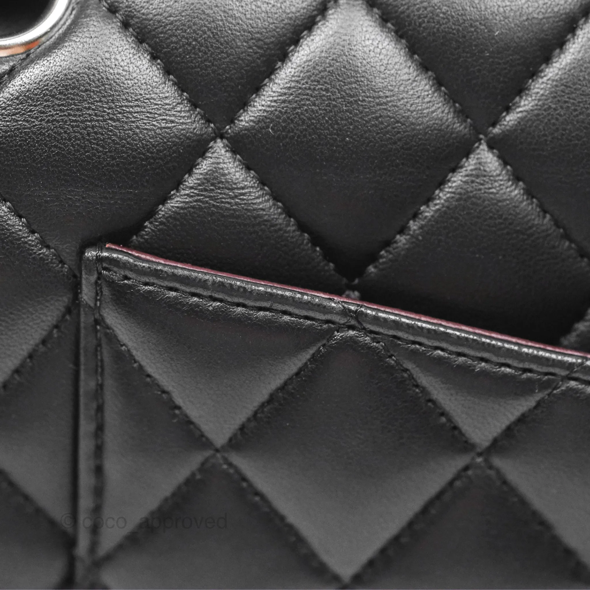 Chanel Classic M/L Medium Flap Quilted Black Lambskin Silver Hardware