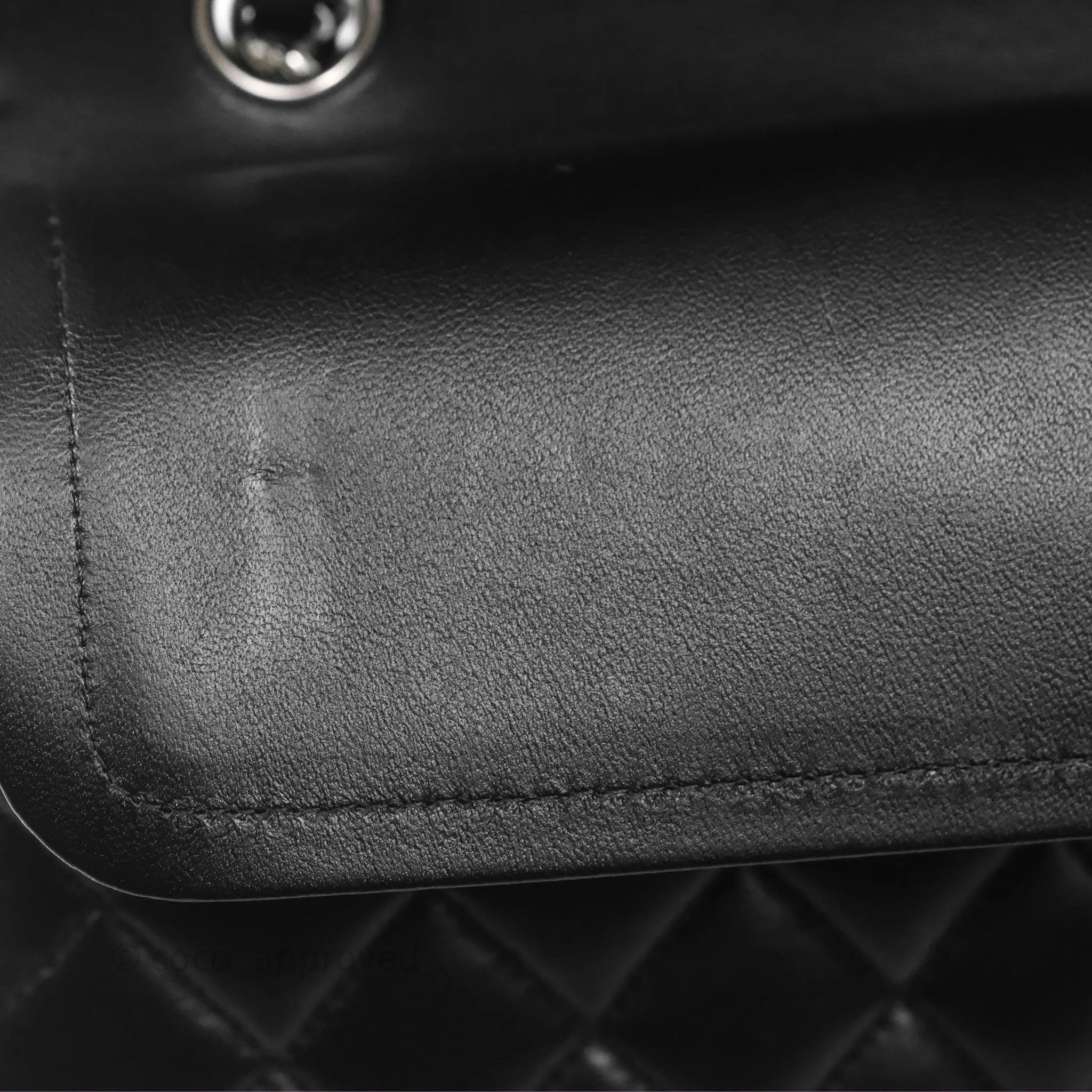 Chanel Classic M/L Medium Flap Quilted Black Lambskin Silver Hardware