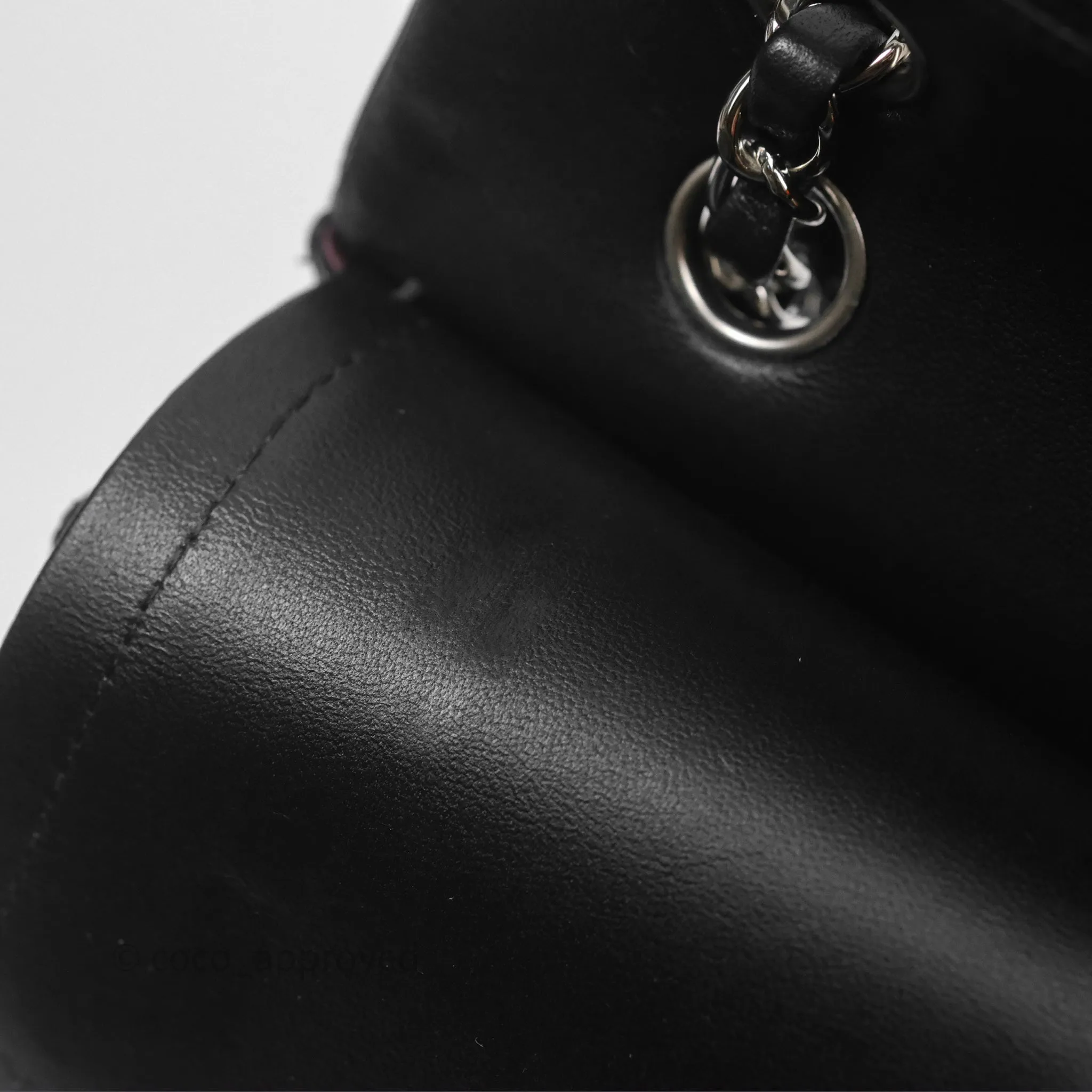 Chanel Classic M/L Medium Flap Quilted Black Lambskin Silver Hardware