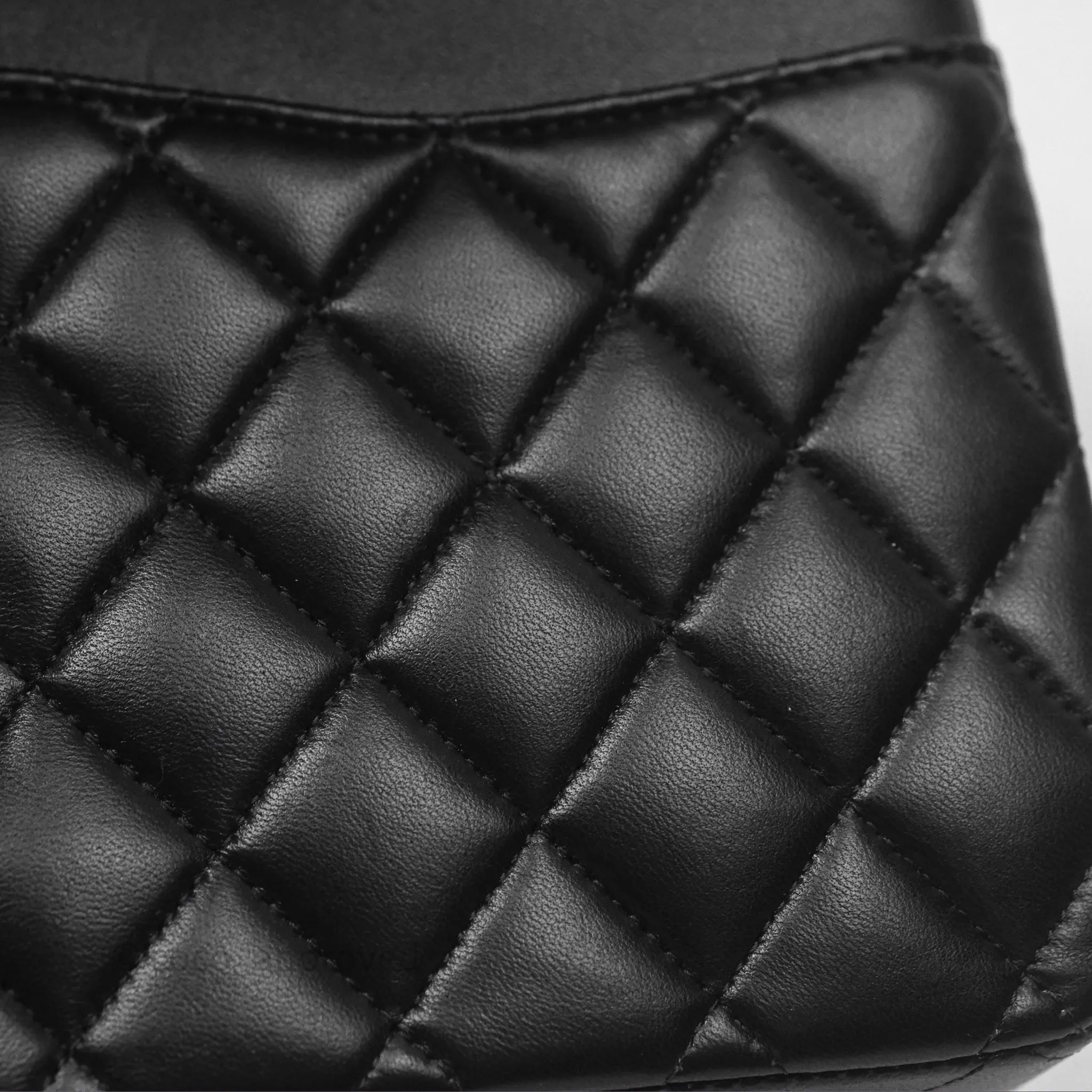 Chanel Classic M/L Medium Flap Quilted Black Lambskin Silver Hardware