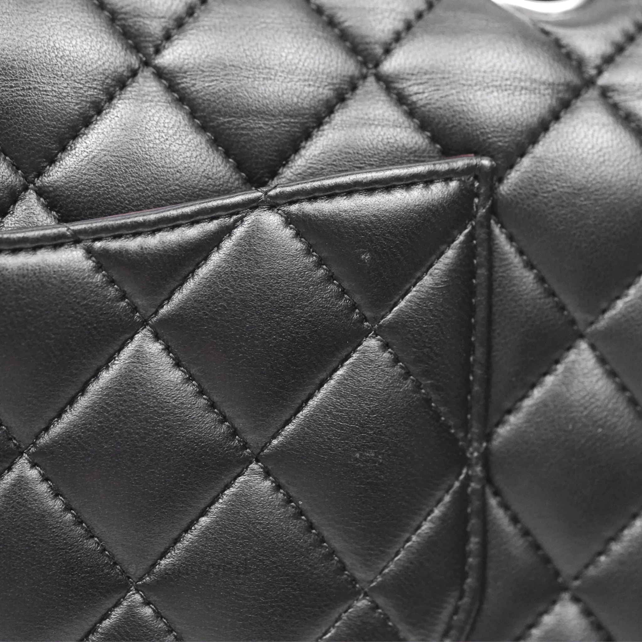 Chanel Classic M/L Medium Flap Quilted Black Lambskin Silver Hardware