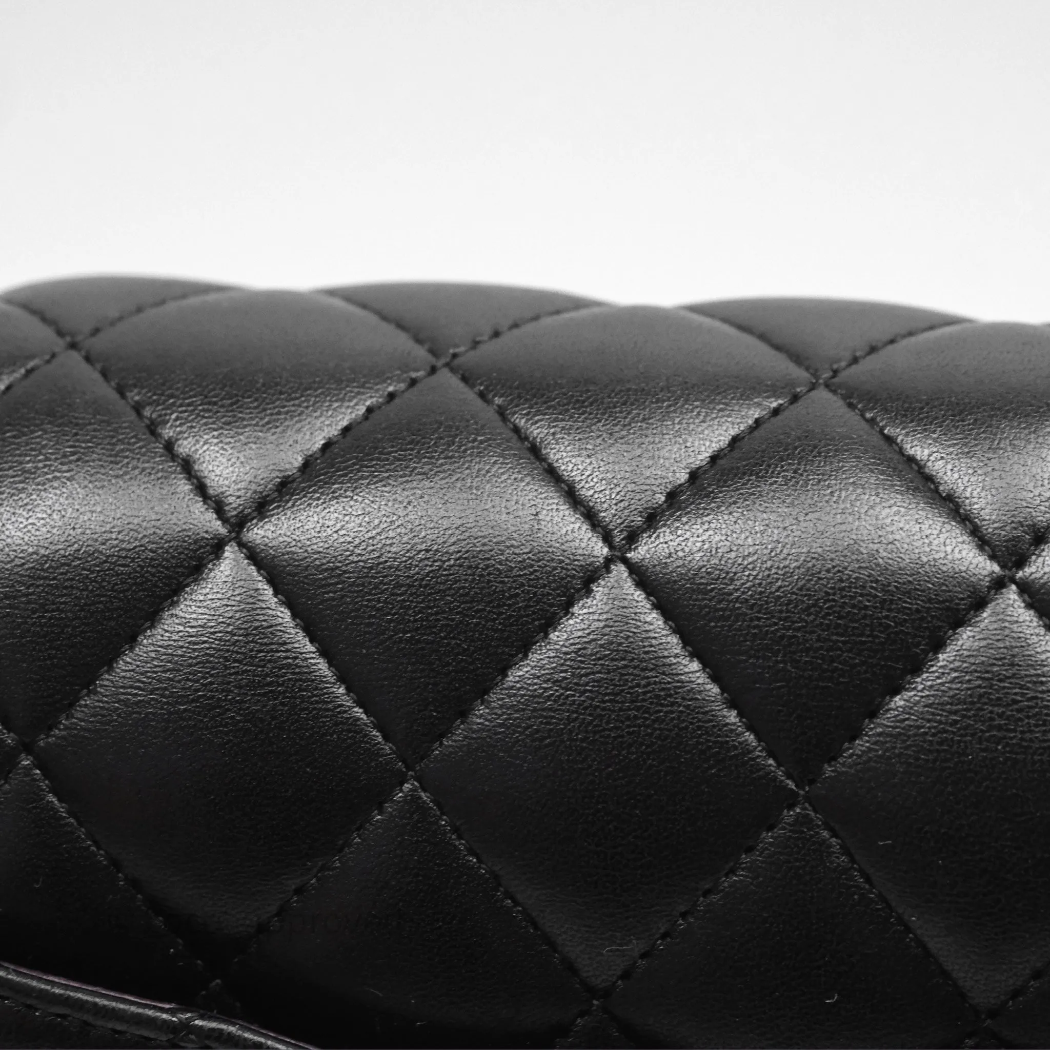 Chanel Classic M/L Medium Flap Quilted Black Lambskin Silver Hardware
