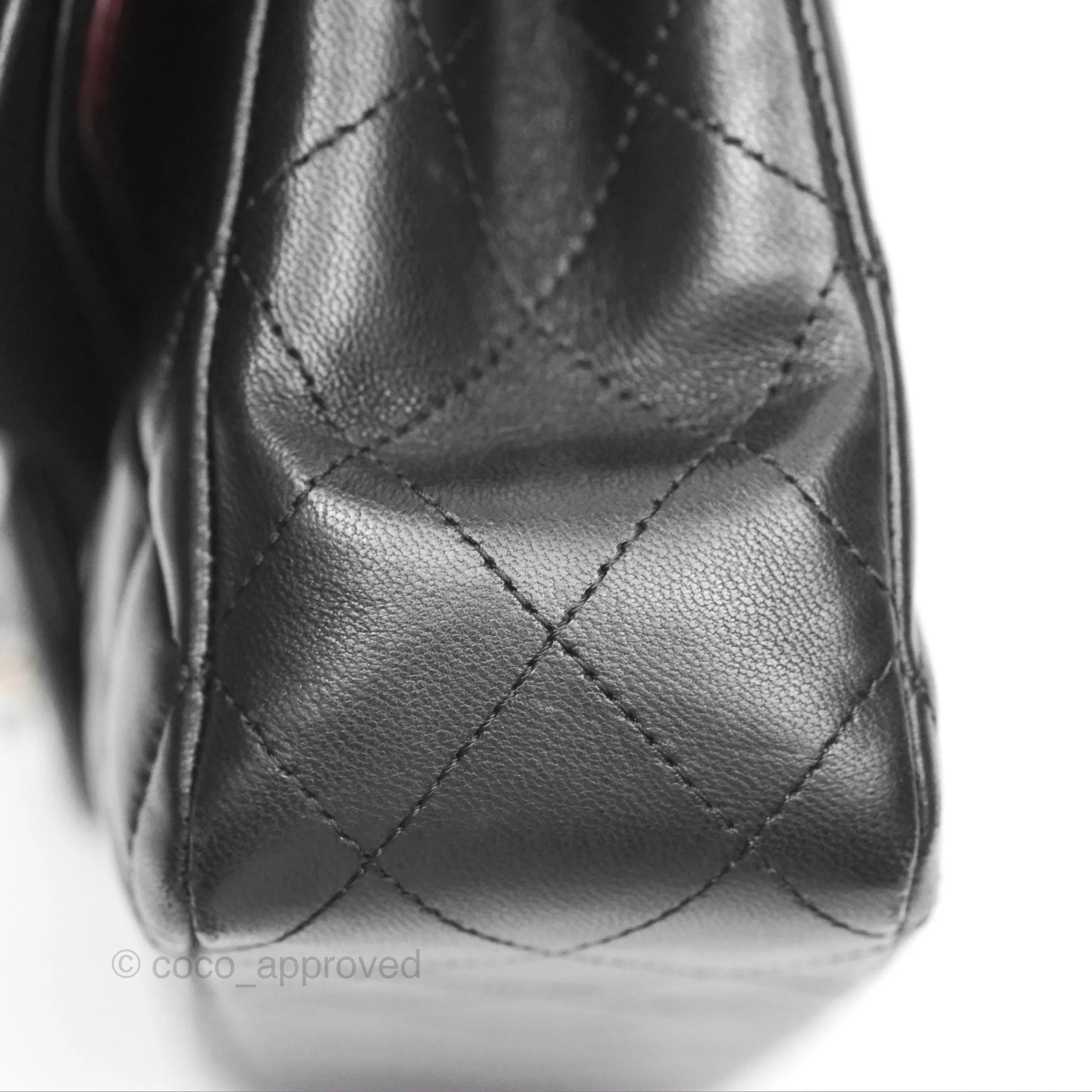 Chanel Classic M/L Medium Flap Quilted Black Lambskin Silver Hardware