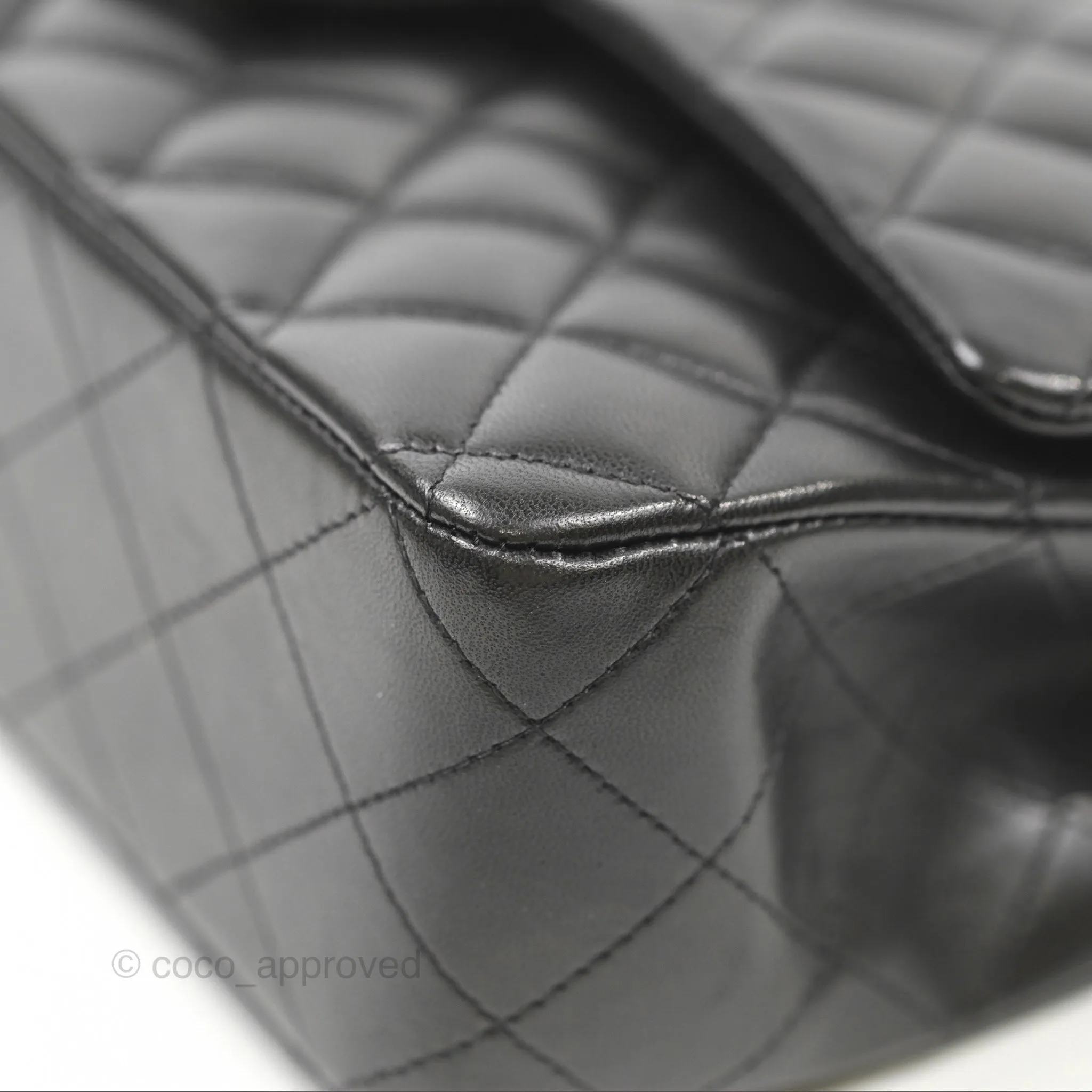 Chanel Classic M/L Medium Flap Quilted Black Lambskin Silver Hardware