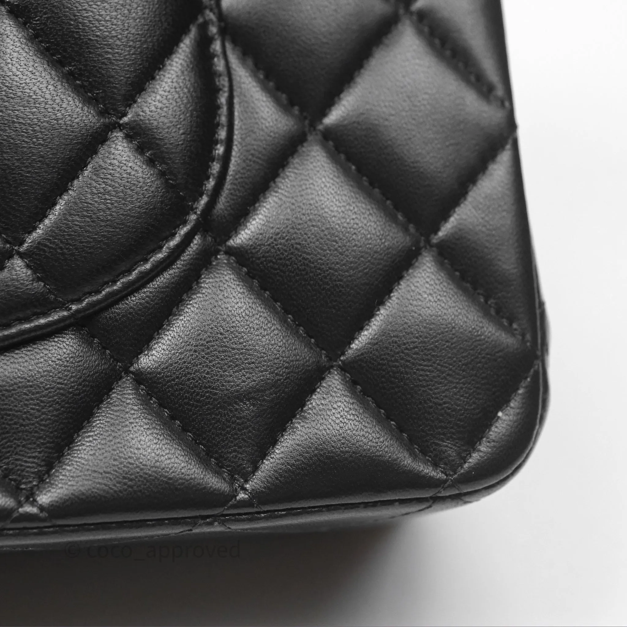 Chanel Classic M/L Medium Flap Quilted Black Lambskin Silver Hardware