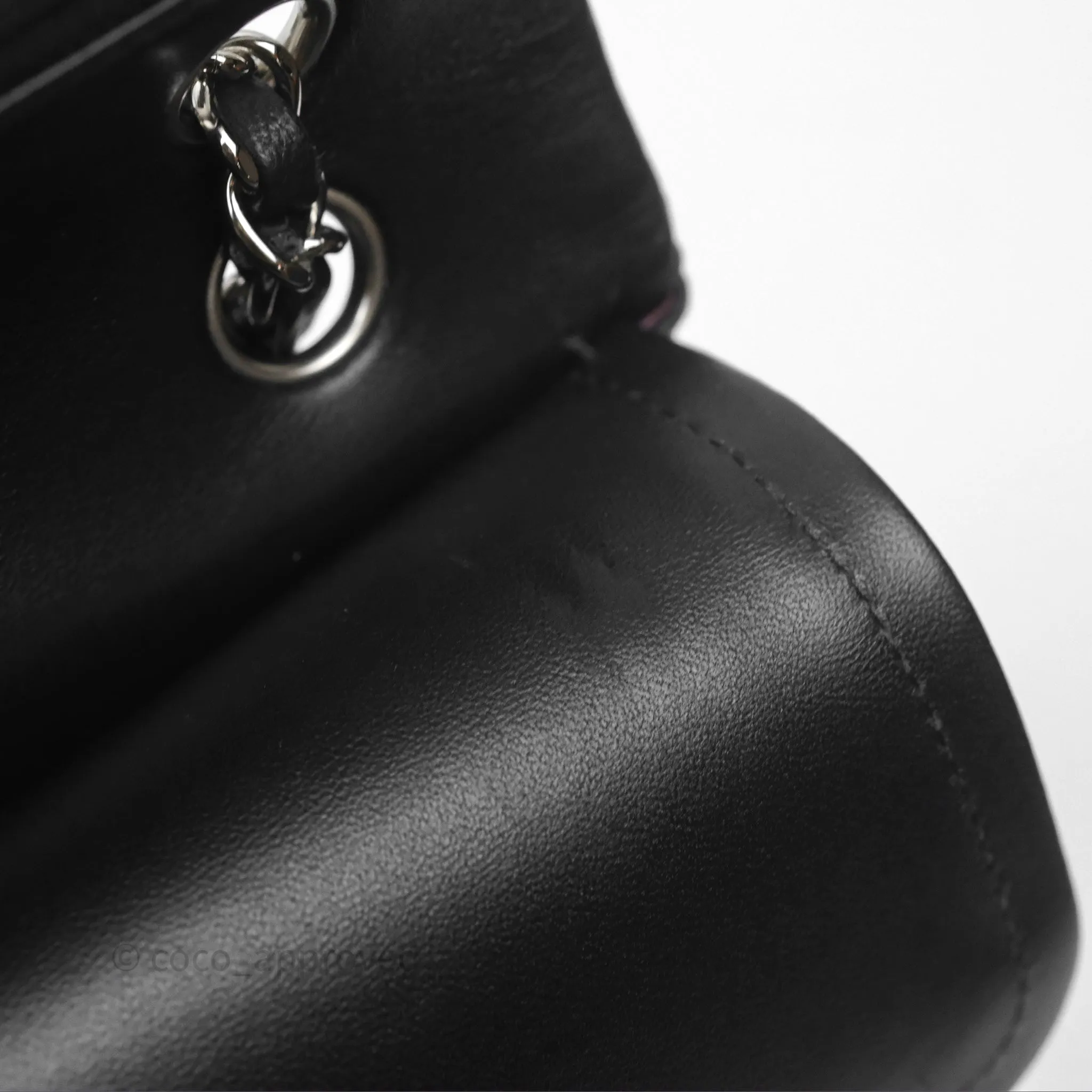 Chanel Classic M/L Medium Flap Quilted Black Lambskin Silver Hardware