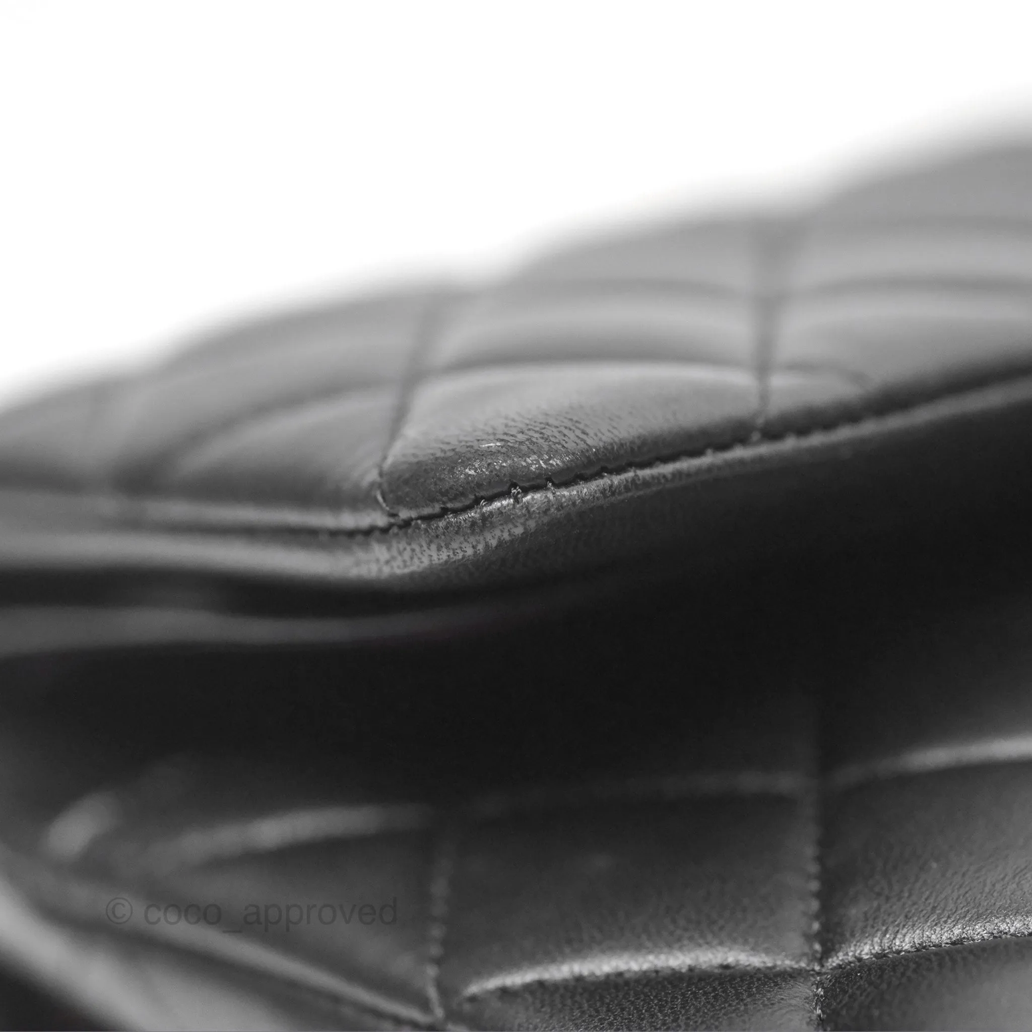 Chanel Classic M/L Medium Flap Quilted Black Lambskin Silver Hardware