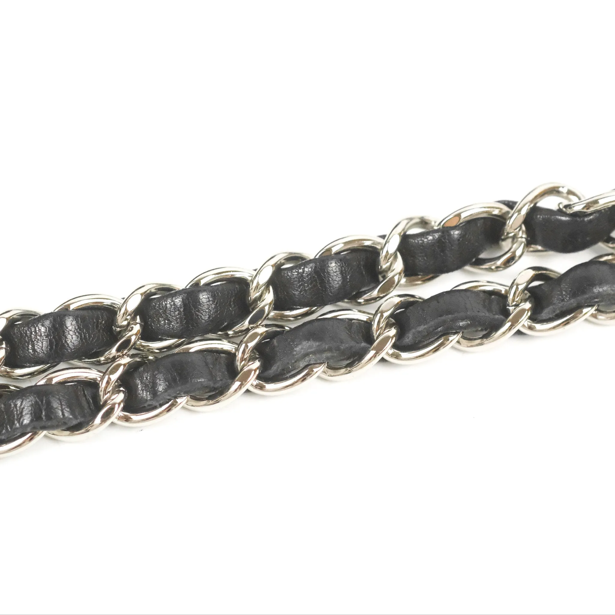 Chanel Classic M/L Medium Flap Quilted Black Lambskin Silver Hardware