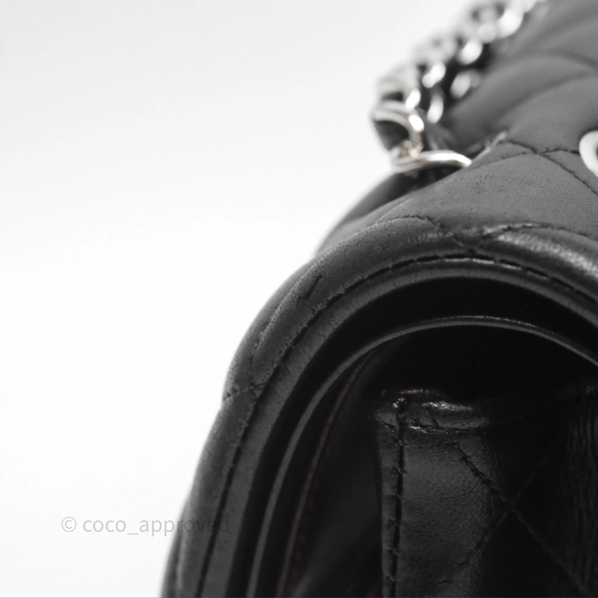 Chanel Classic M/L Medium Flap Quilted Black Lambskin Silver Hardware