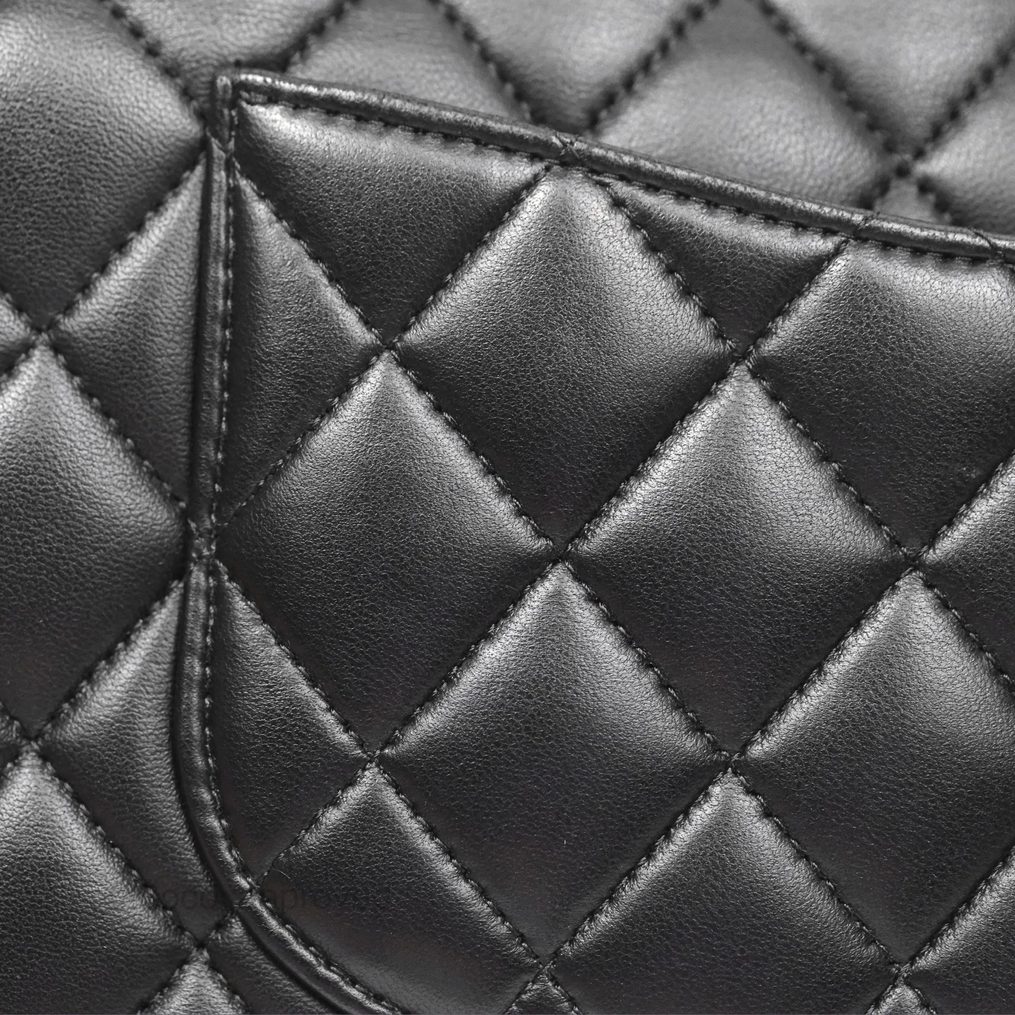 Chanel Classic M/L Medium Flap Quilted Black Lambskin Silver Hardware