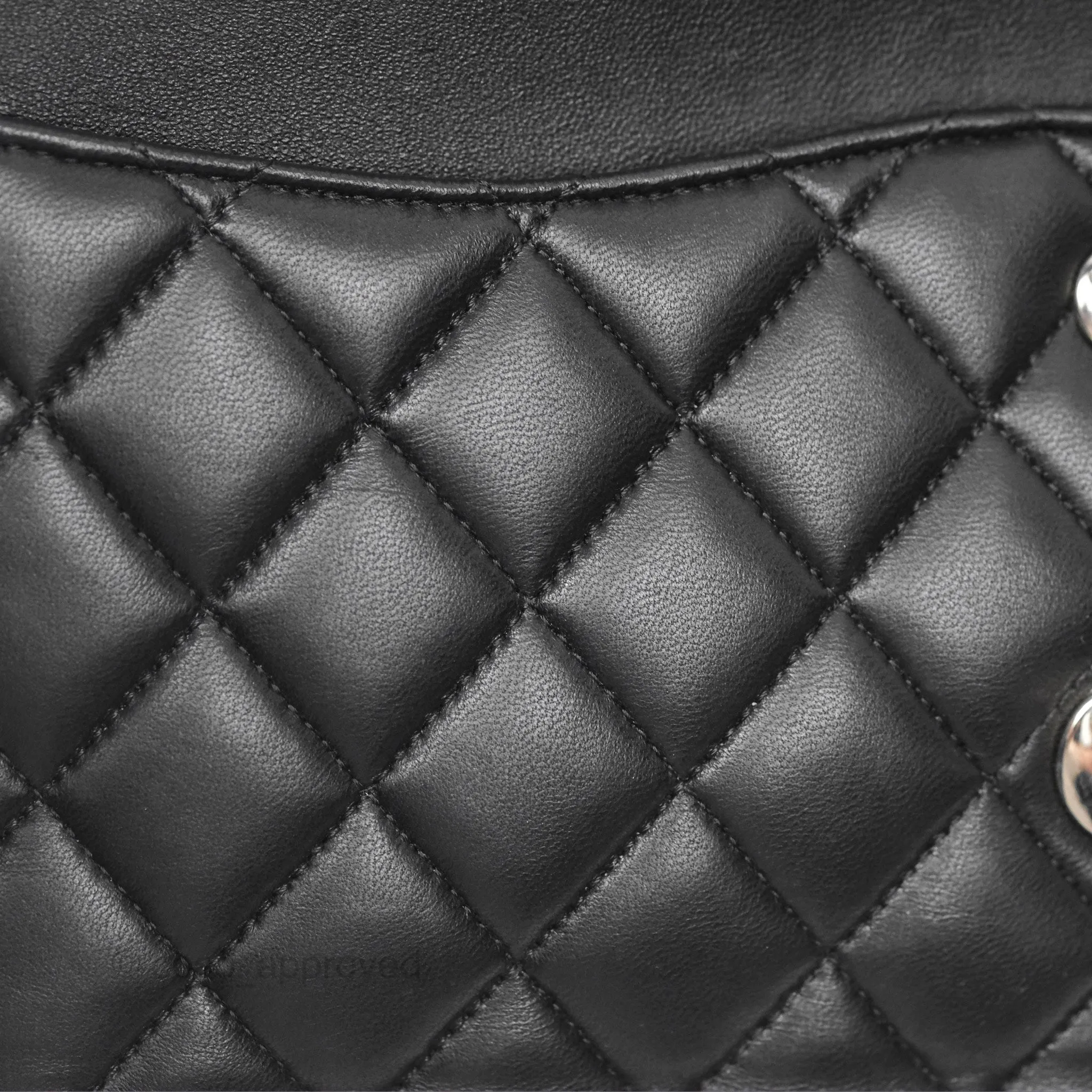 Chanel Classic M/L Medium Flap Quilted Black Lambskin Silver Hardware