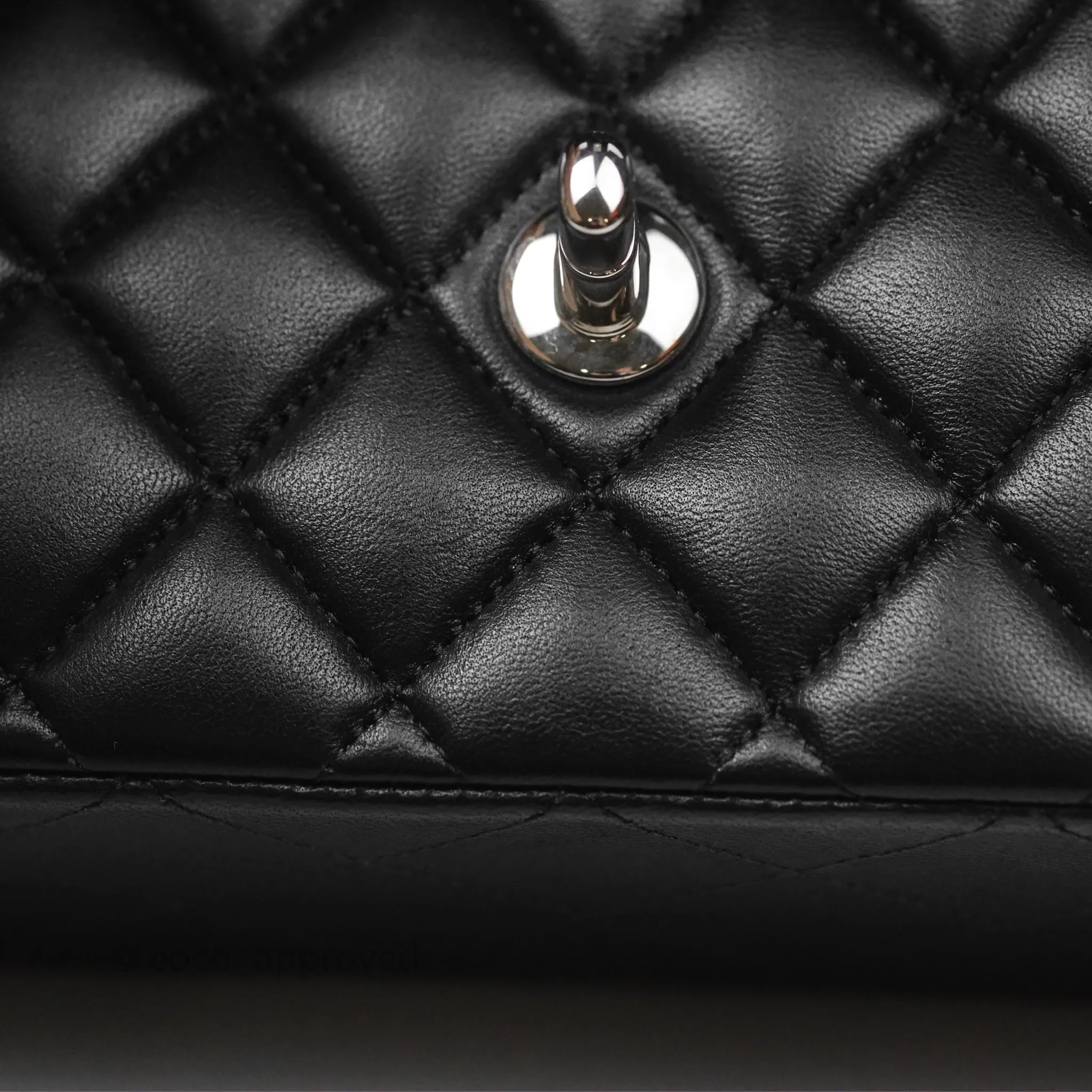 Chanel Classic M/L Medium Flap Quilted Black Lambskin Silver Hardware