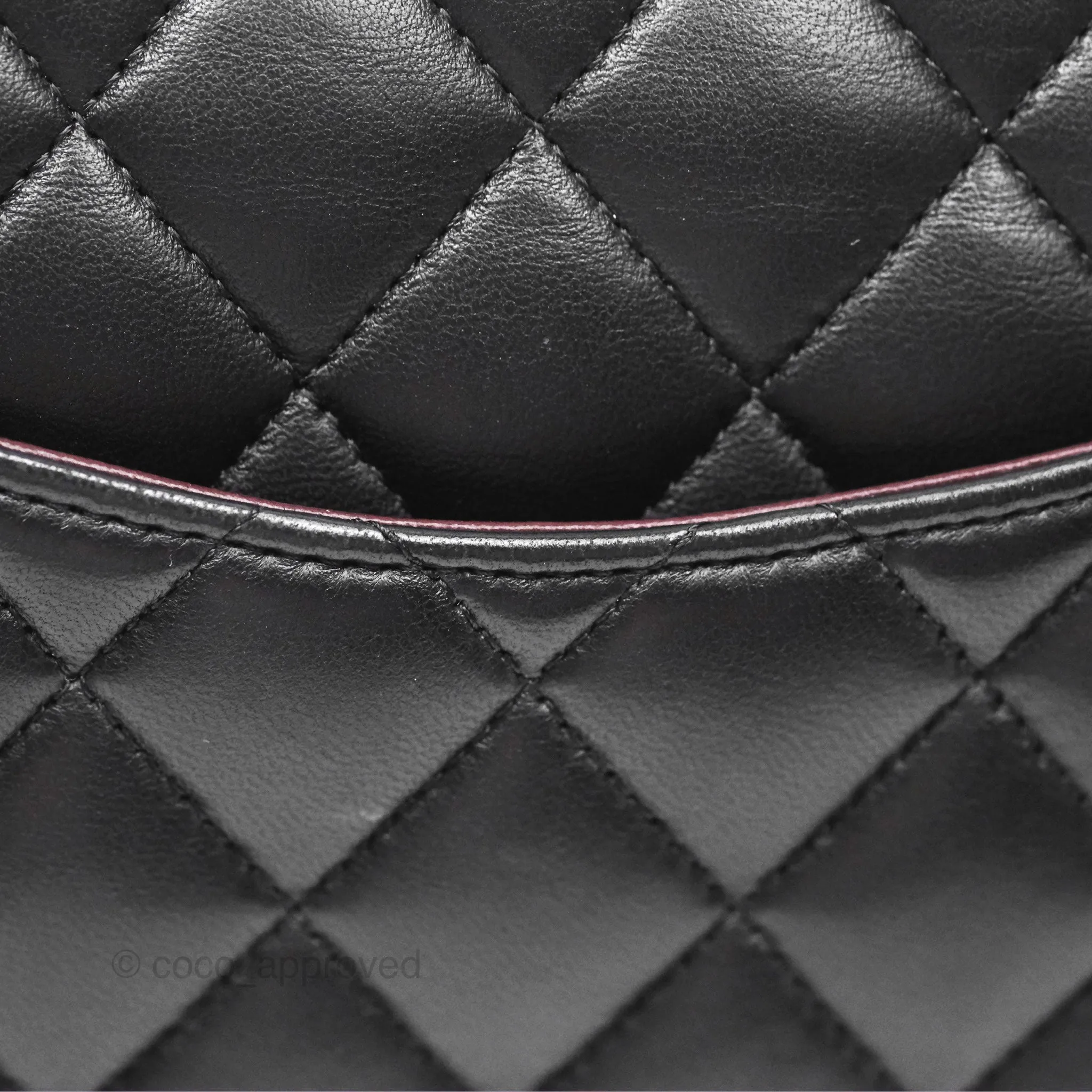 Chanel Classic M/L Medium Flap Quilted Black Lambskin Silver Hardware
