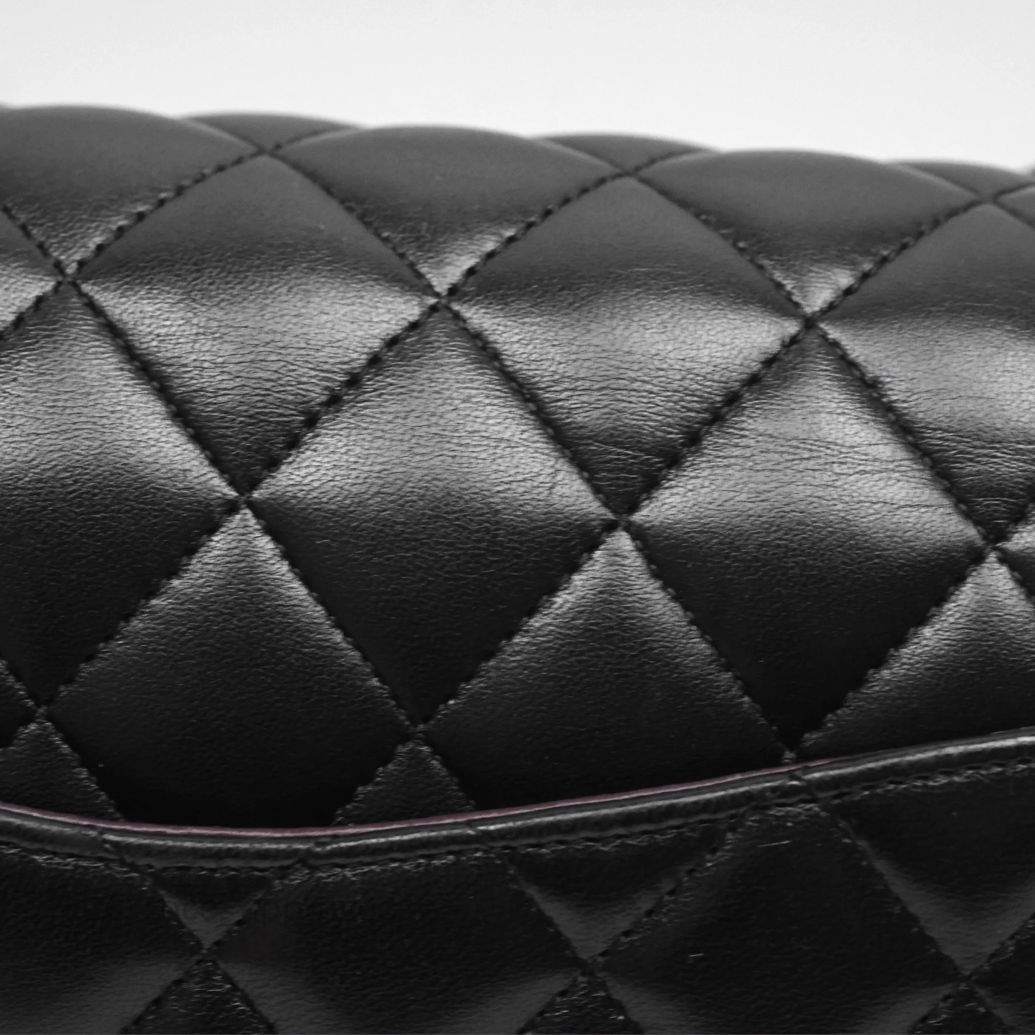Chanel Classic M/L Medium Flap Quilted Black Lambskin Silver Hardware