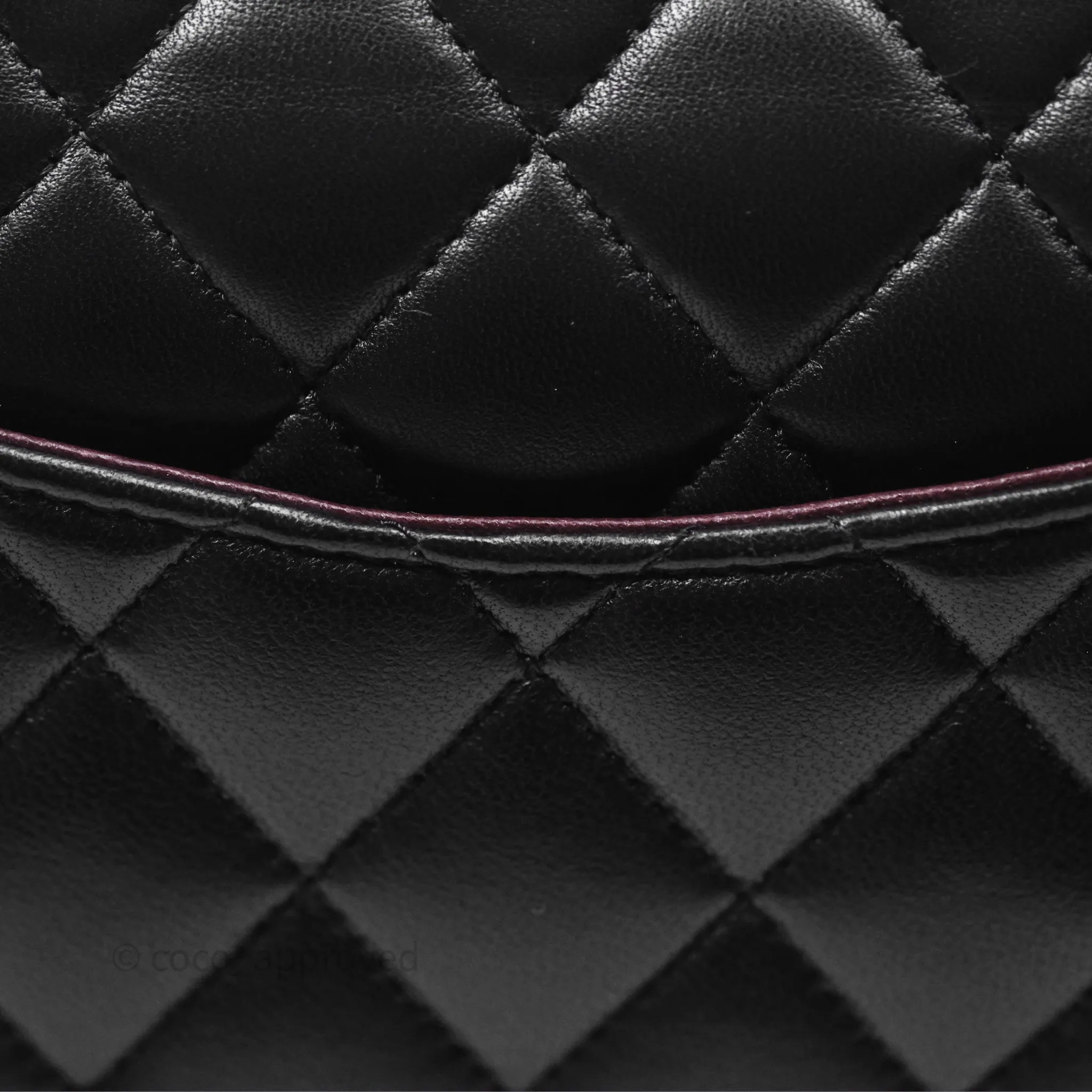 Chanel Classic M/L Medium Flap Quilted Black Lambskin Silver Hardware