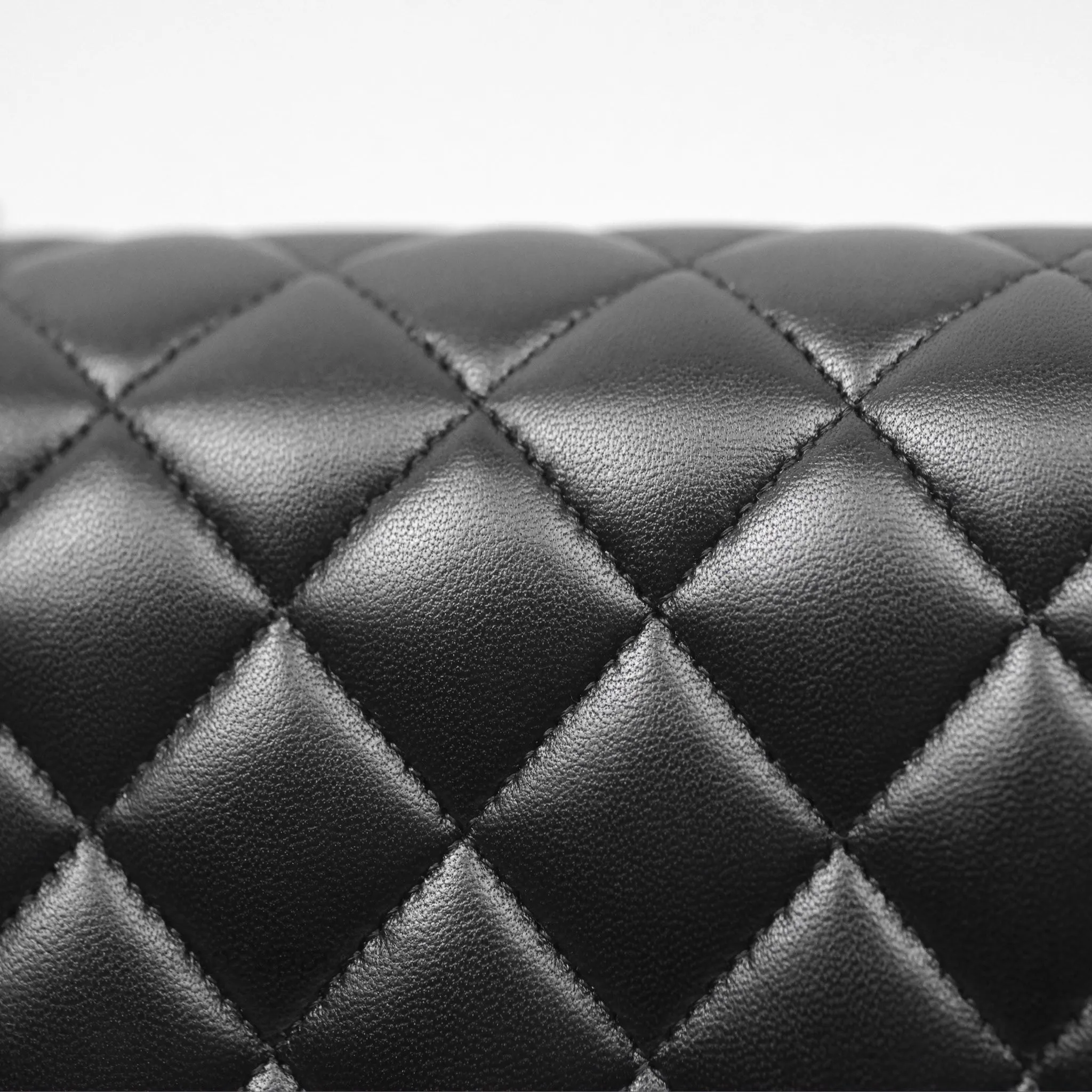 Chanel Classic M/L Medium Flap Quilted Black Lambskin Silver Hardware