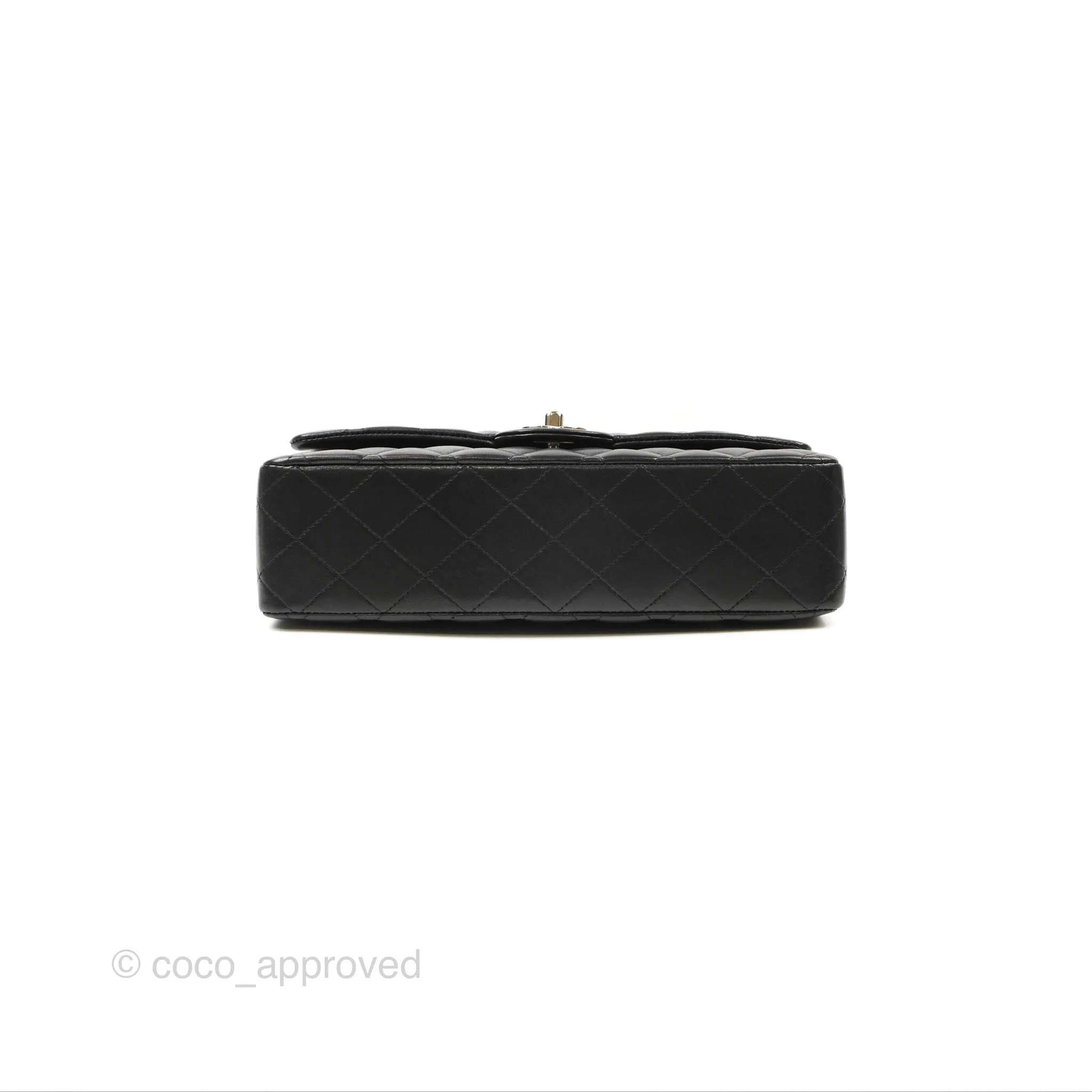 Chanel Classic M/L Medium Flap Quilted Black Lambskin Silver Hardware