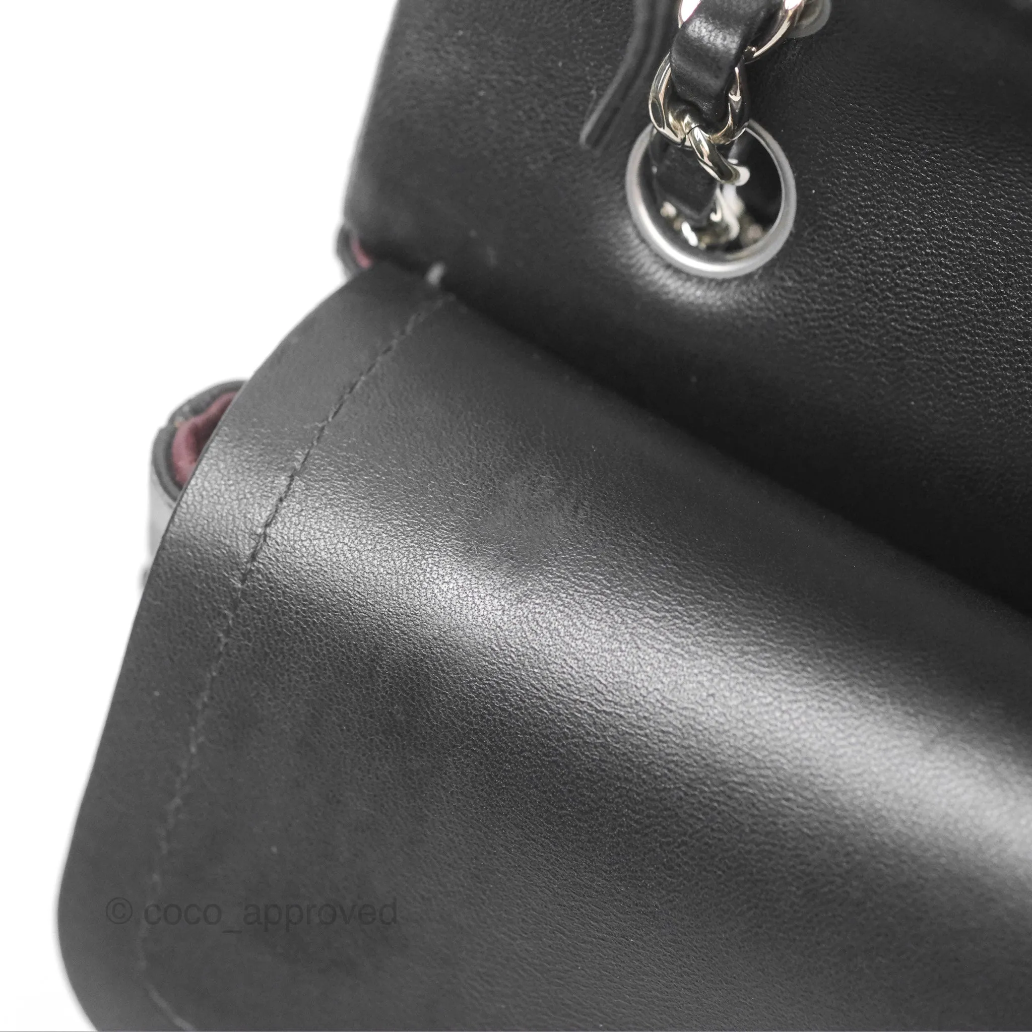 Chanel Classic M/L Medium Flap Quilted Black Lambskin Silver Hardware