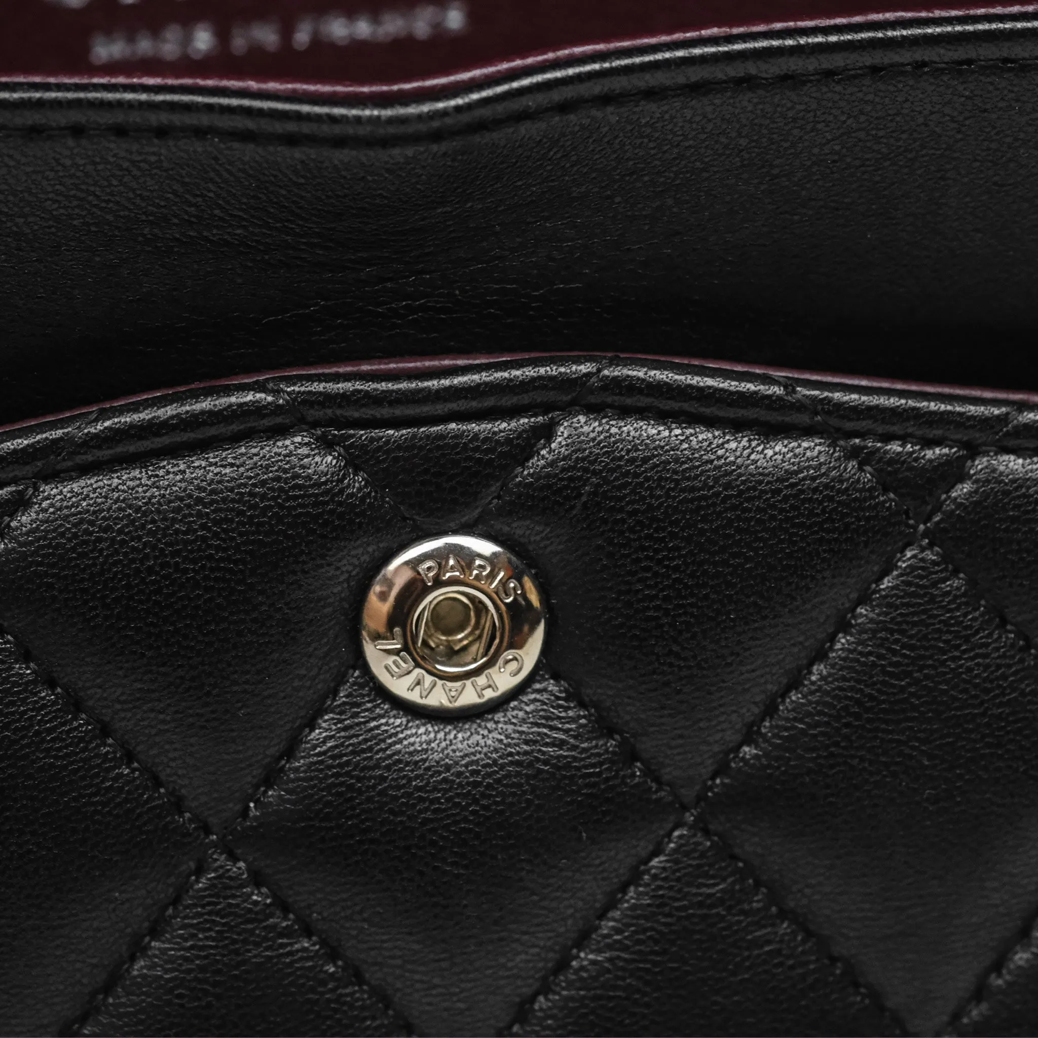 Chanel Classic M/L Medium Flap Quilted Black Lambskin Silver Hardware