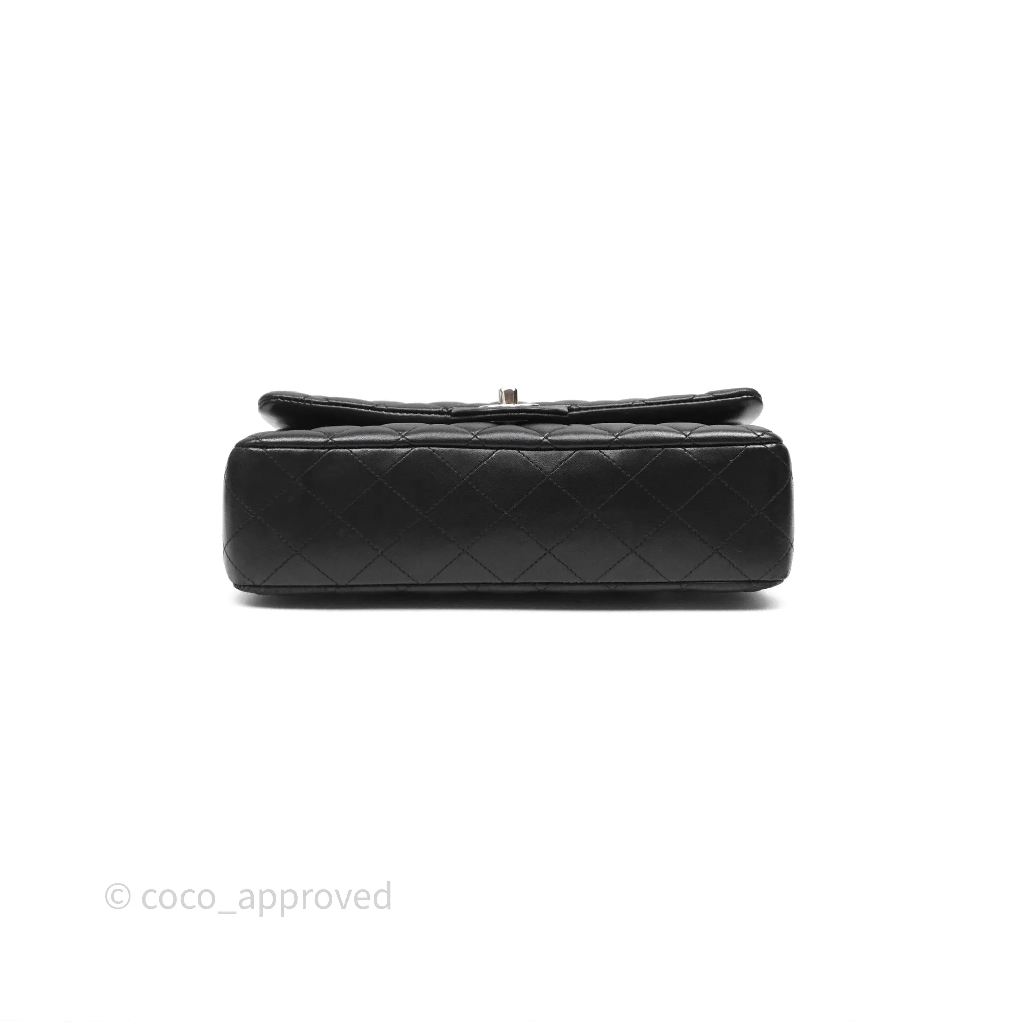 Chanel Classic M/L Medium Flap Quilted Black Lambskin Silver Hardware
