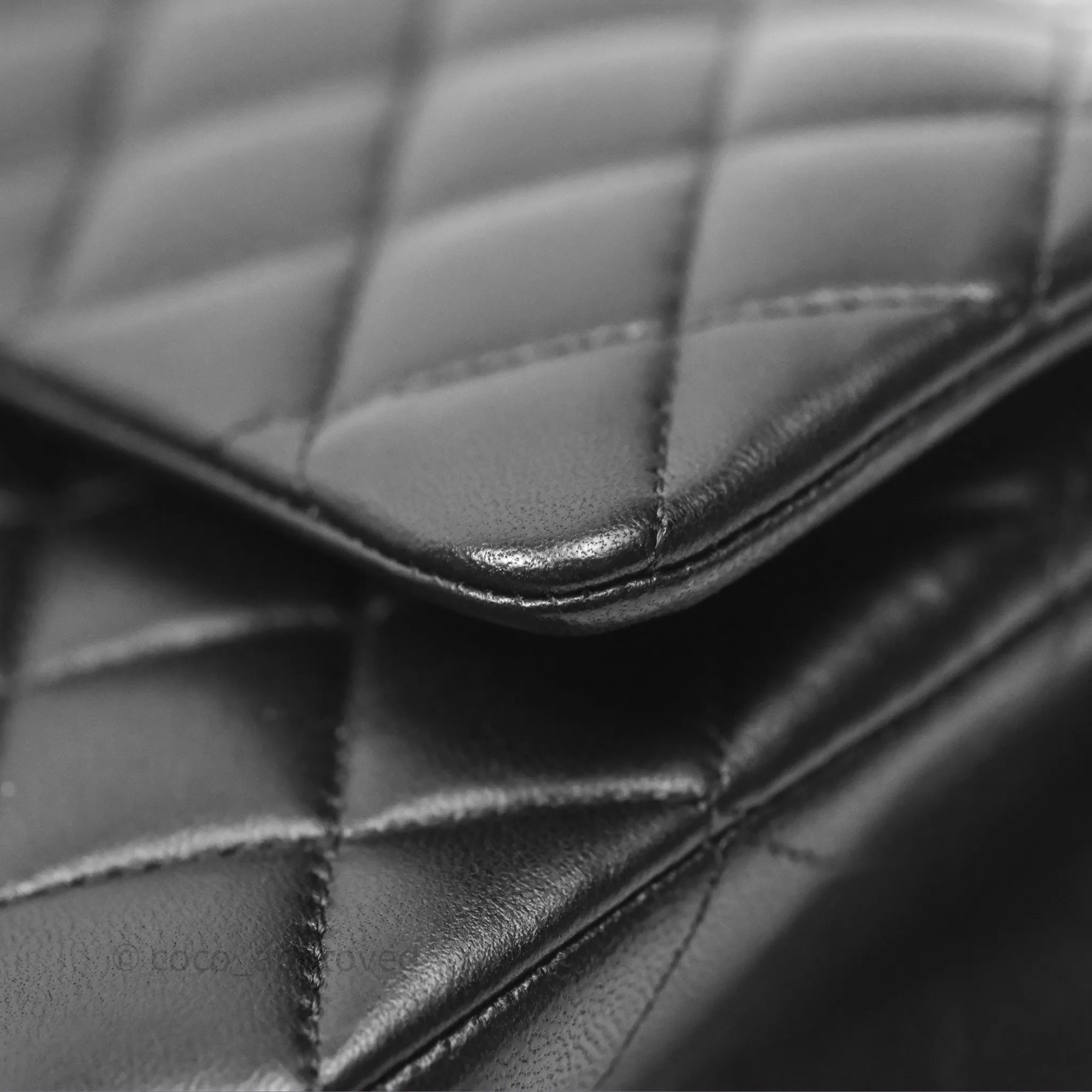 Chanel Classic M/L Medium Flap Quilted Black Lambskin Silver Hardware