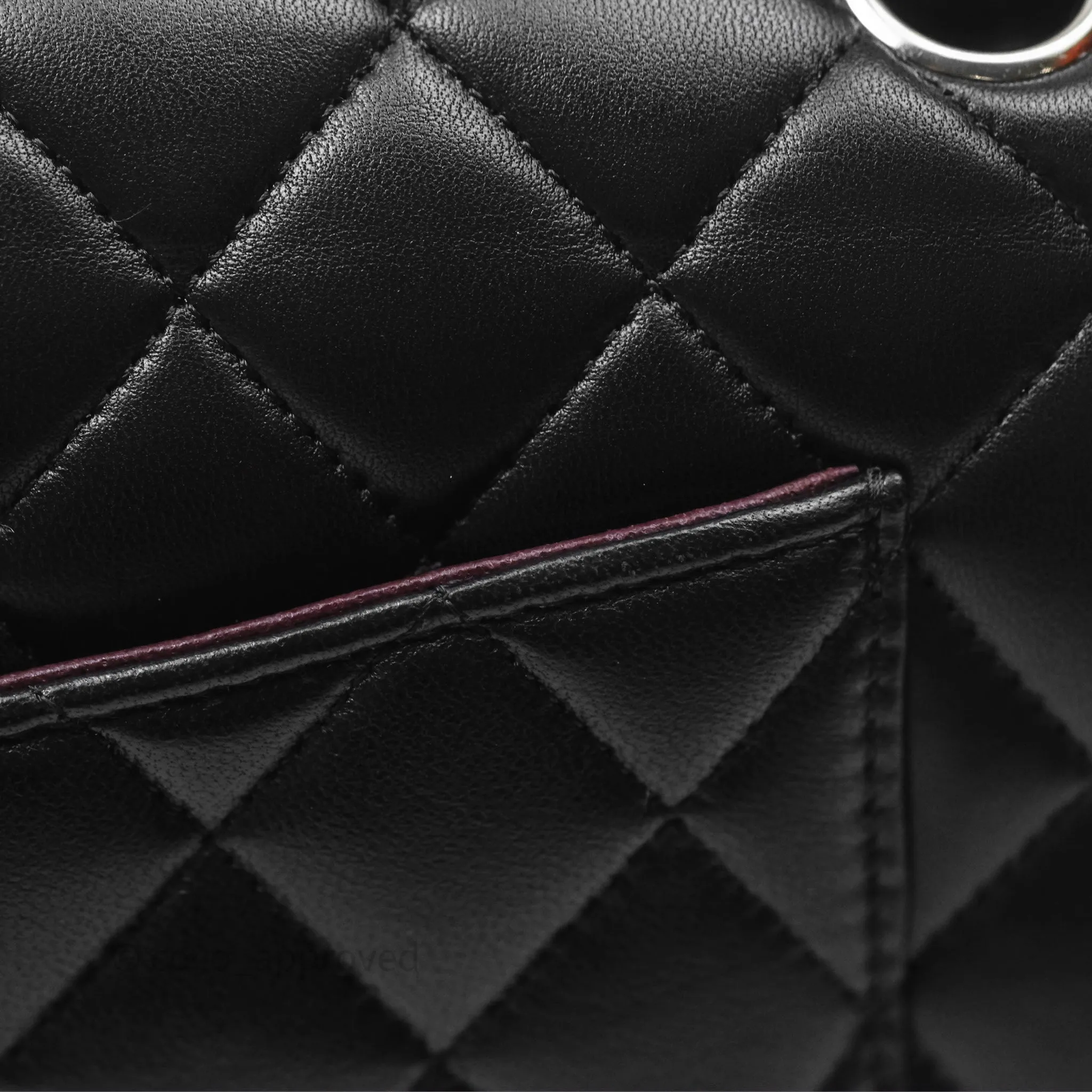 Chanel Classic M/L Medium Flap Quilted Black Lambskin Silver Hardware