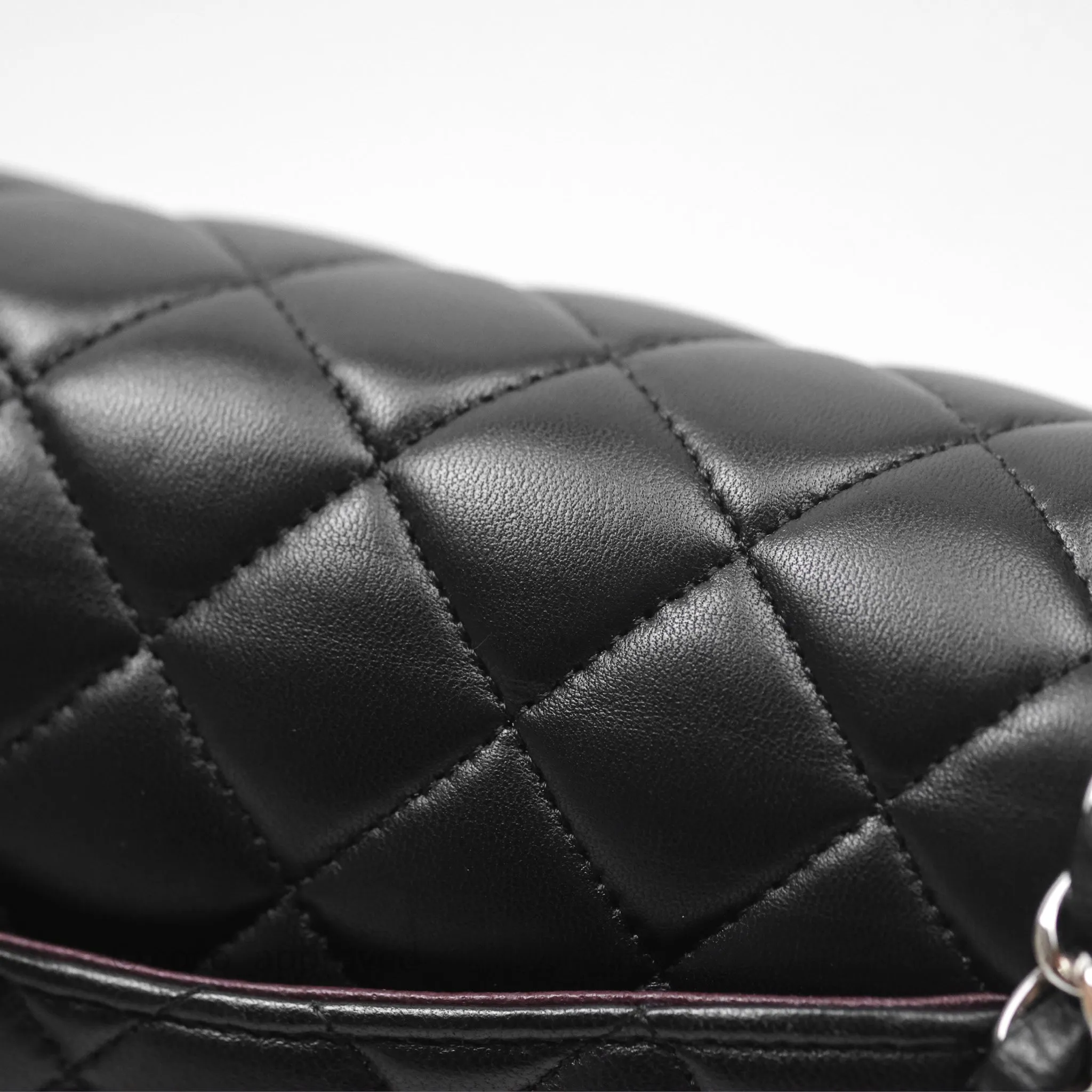 Chanel Classic M/L Medium Flap Quilted Black Lambskin Silver Hardware