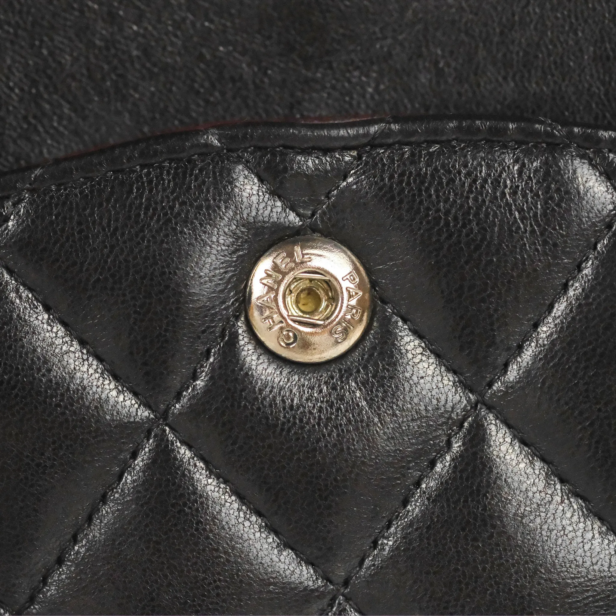 Chanel Classic M/L Medium Flap Quilted Black Lambskin Silver Hardware