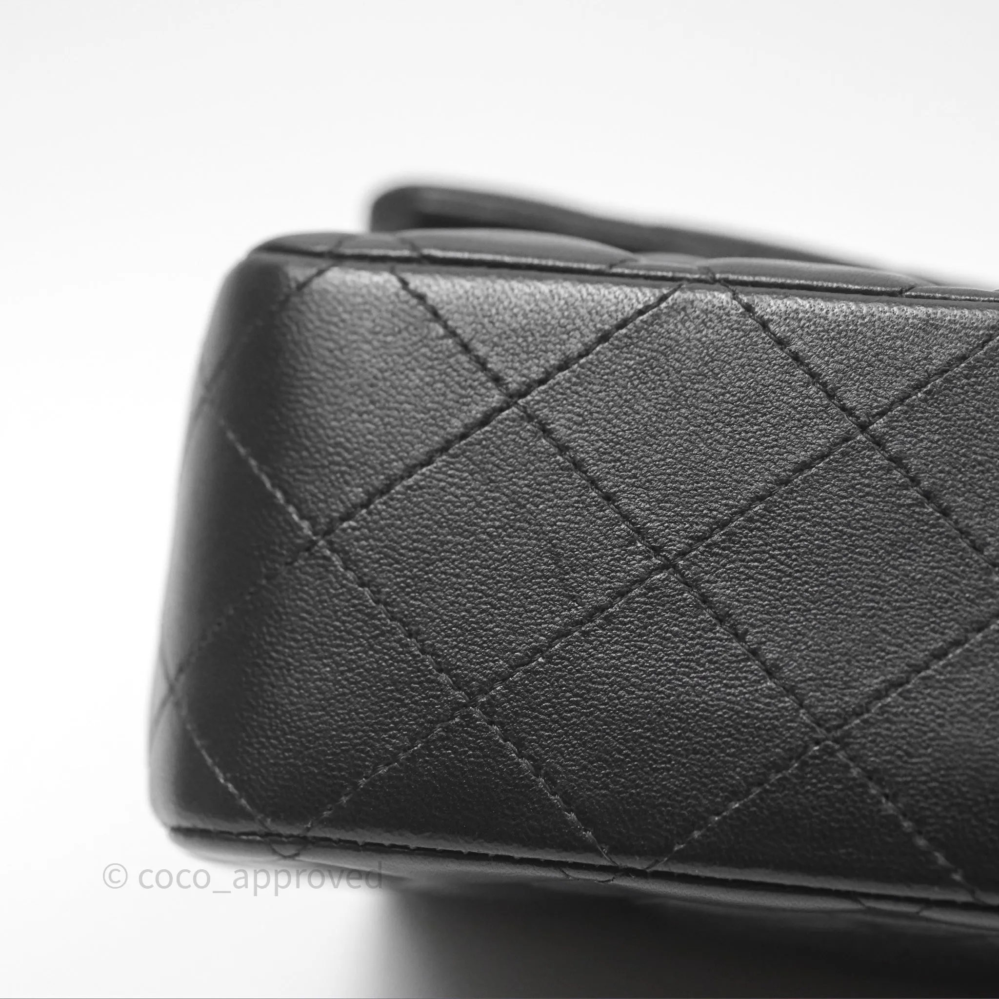 Chanel Classic M/L Medium Flap Quilted Black Lambskin Silver Hardware